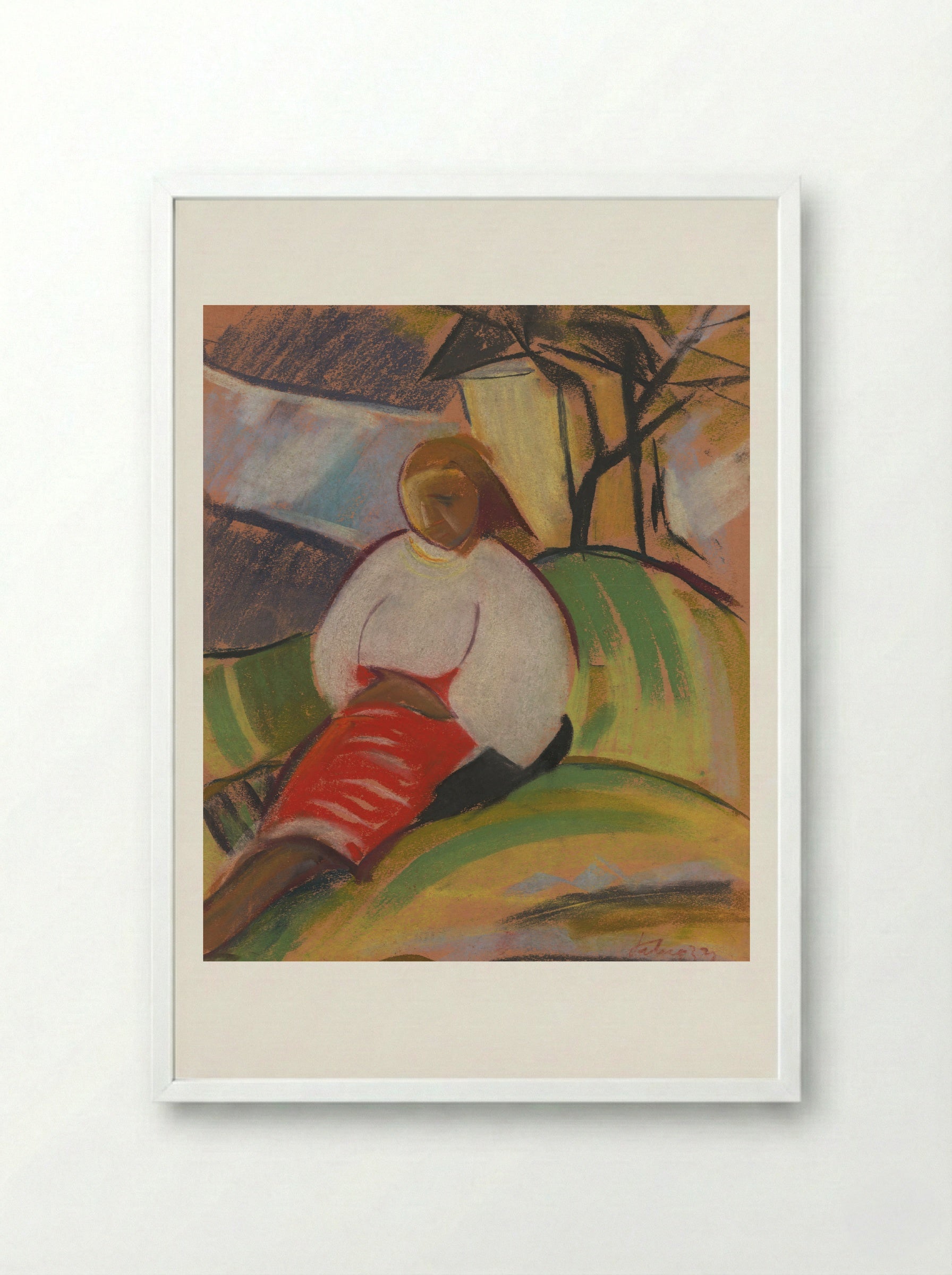Girl in a Red Skirt - Zolo Palugyay - Framed Print White
