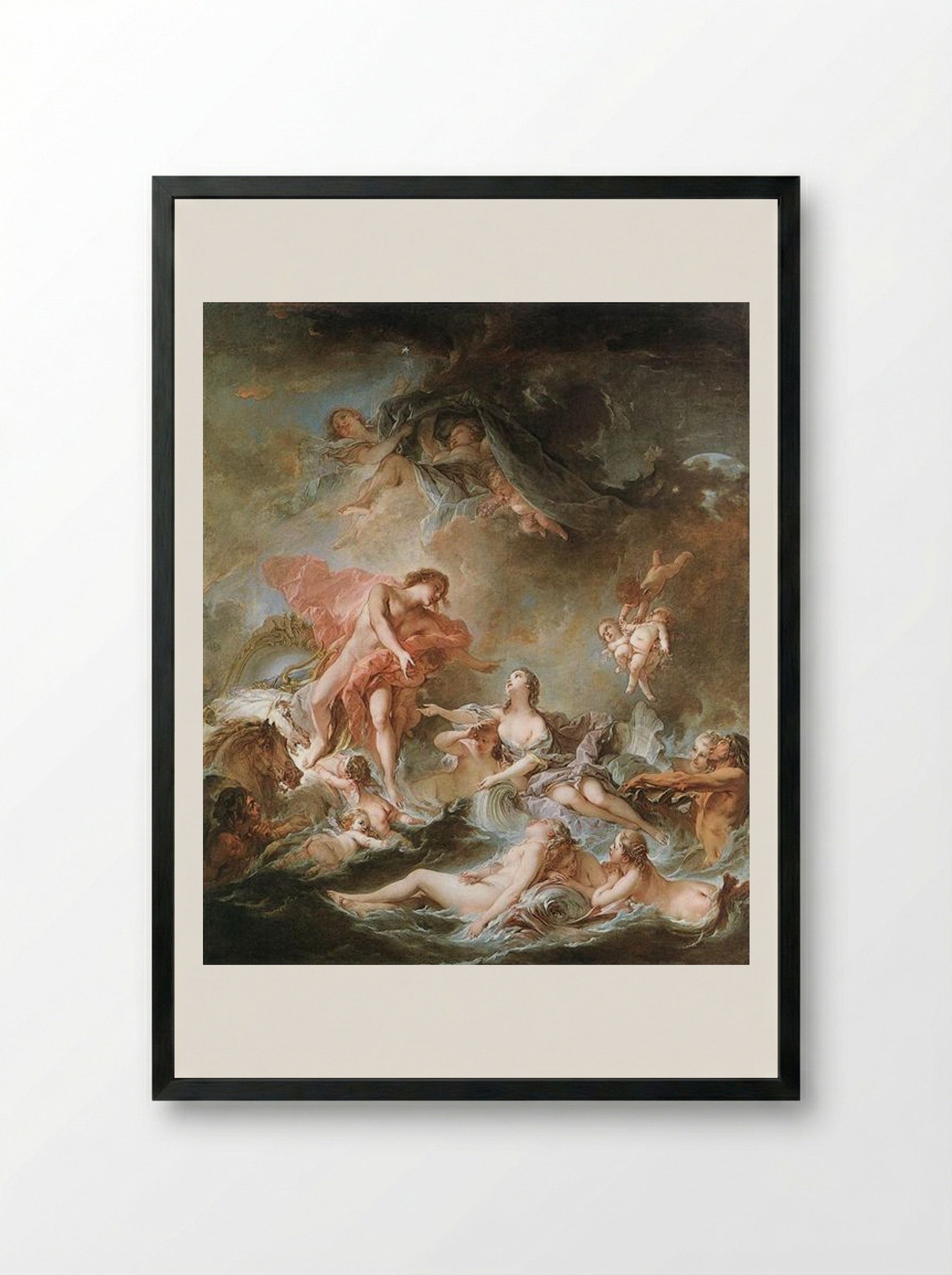 The Setting of the Sun - François Boucher - Framed Print Black