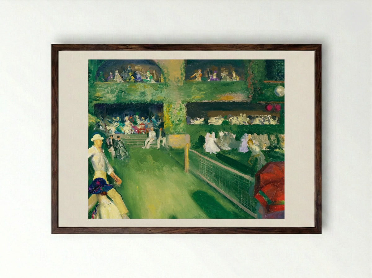 Tennis at Newport - George Bellows - Framed Print Dark Wood
