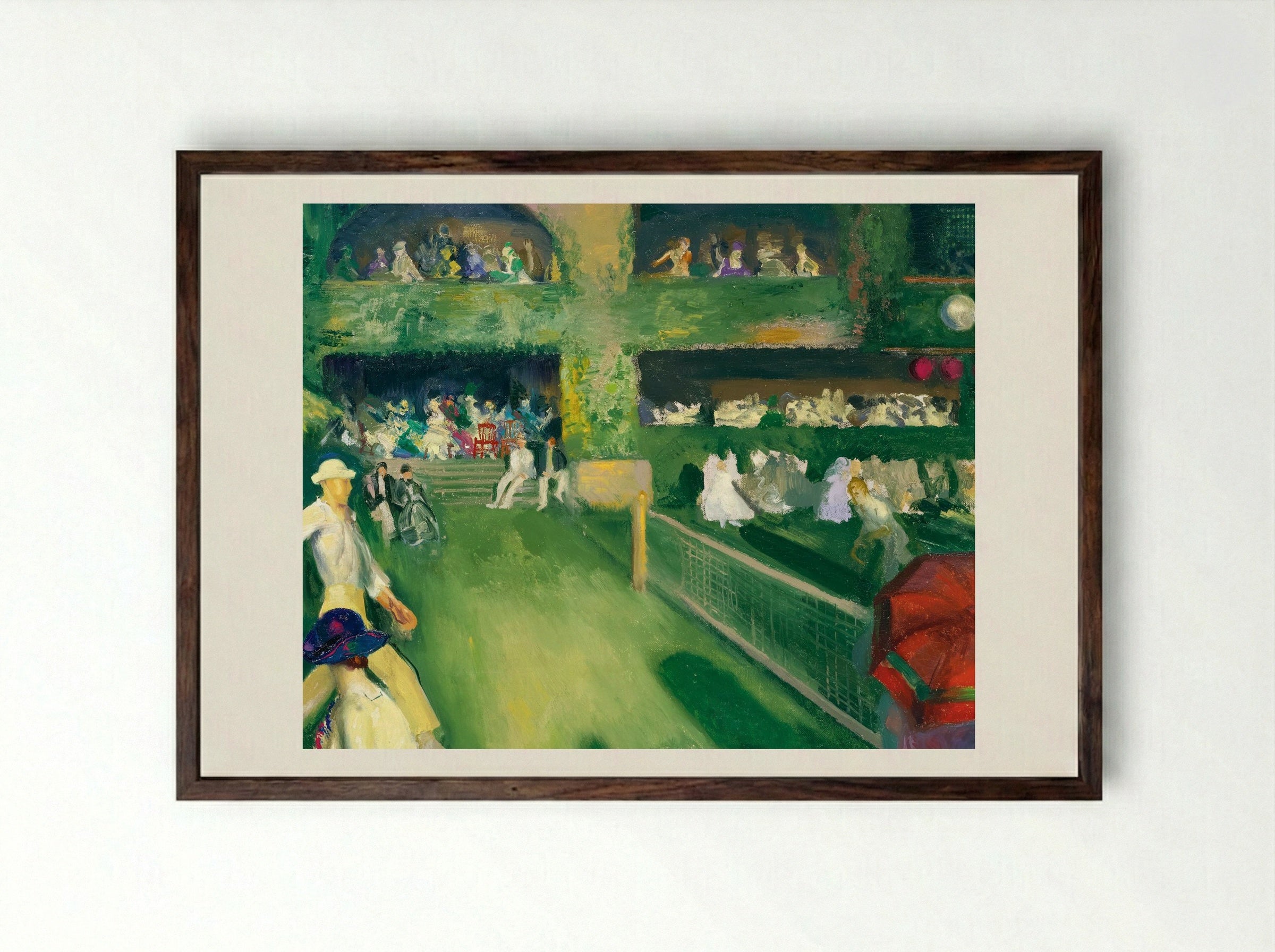 Tennis at Newport - George Bellows - Framed Print Dark Wood