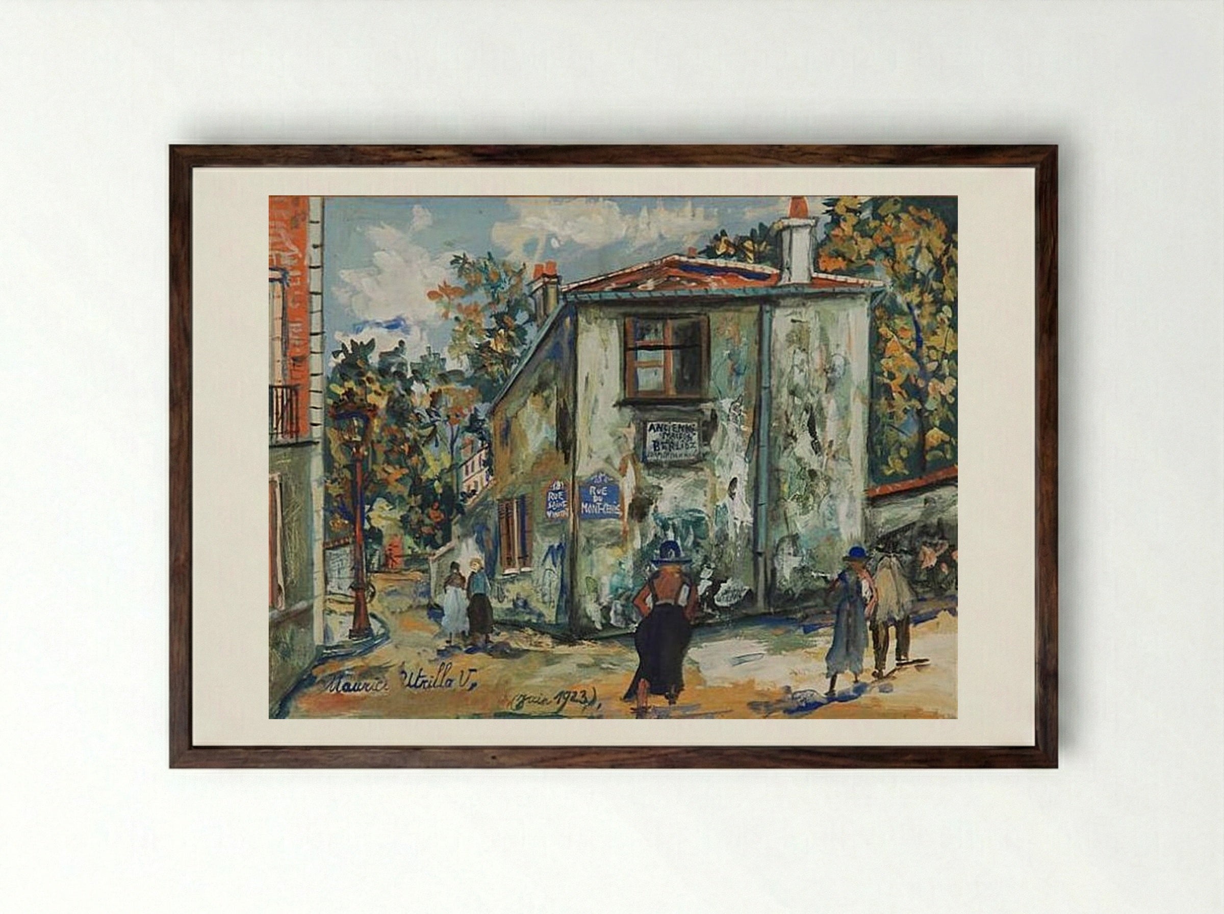 Rue du Mont-Cenis - Maurice Utrillo - Framed Print Dark Wood