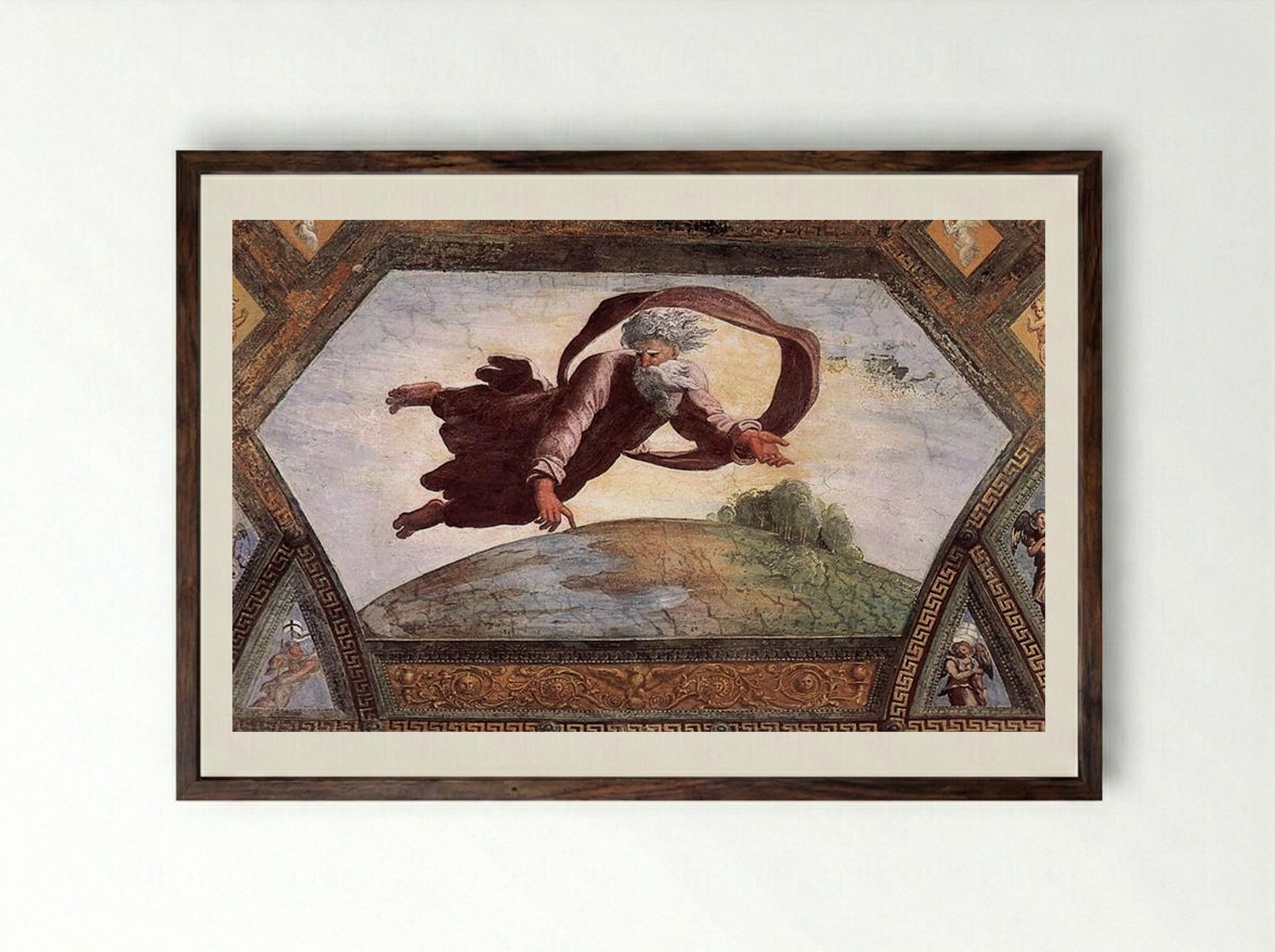 The Separation of Land and Water - Raphael - Framed Print Dark Wood