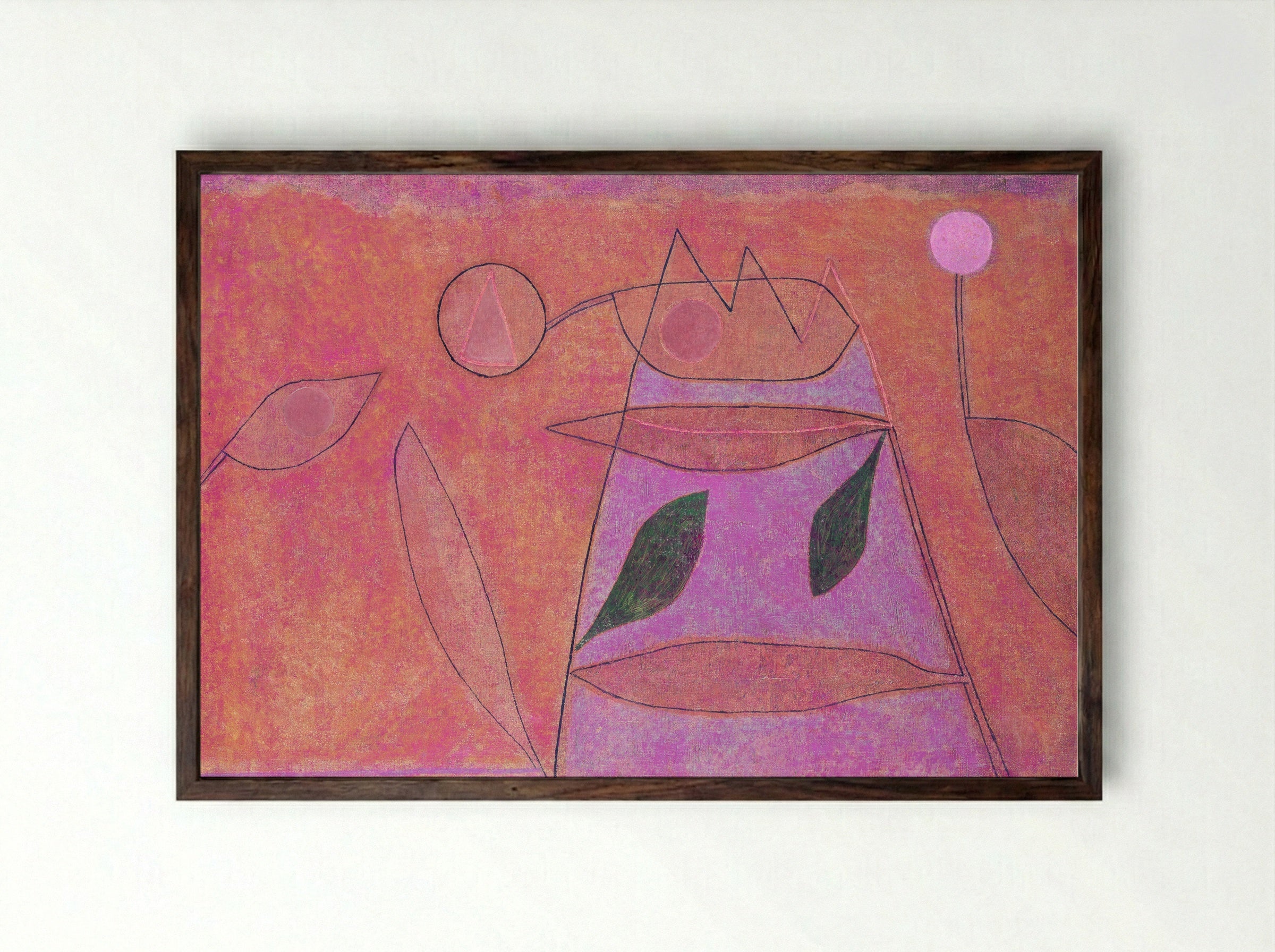 Untitled (Geometric Landscape) - Paul Klee - Framed Print Dark Wood