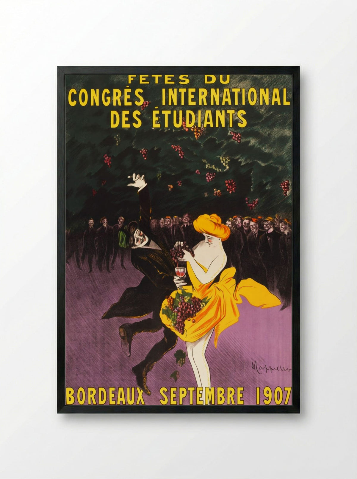 Celebrations of the International Student Congress, Bordeaux, 1907 - Leonetto Cappiello - Framed Print Black