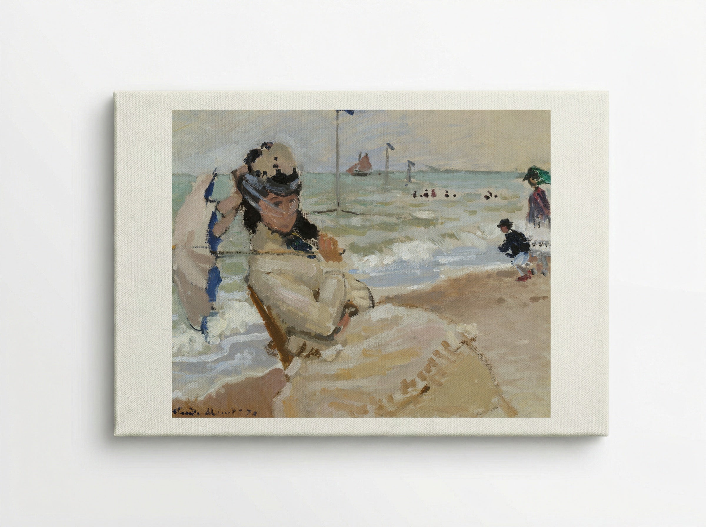 Camille on the Beach in Trouville - Claude Monet - Canvas