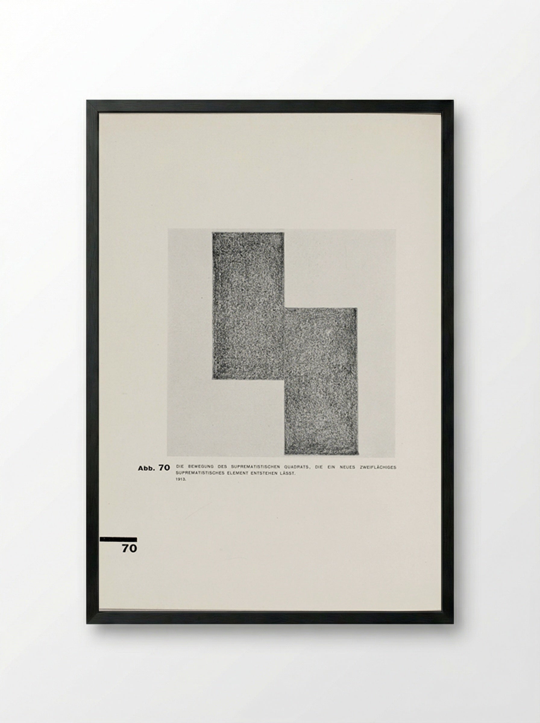 The Movement of the Suprematistic Square, Which Constitutes a New Dihedral Suprematistic Element - Kazimir Malevich - Framed Print Black