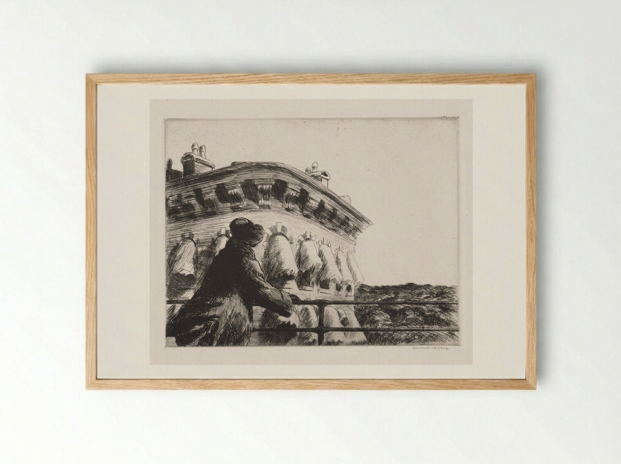 Girl on a Bridge - Edward Hopper - Framed Print Wood