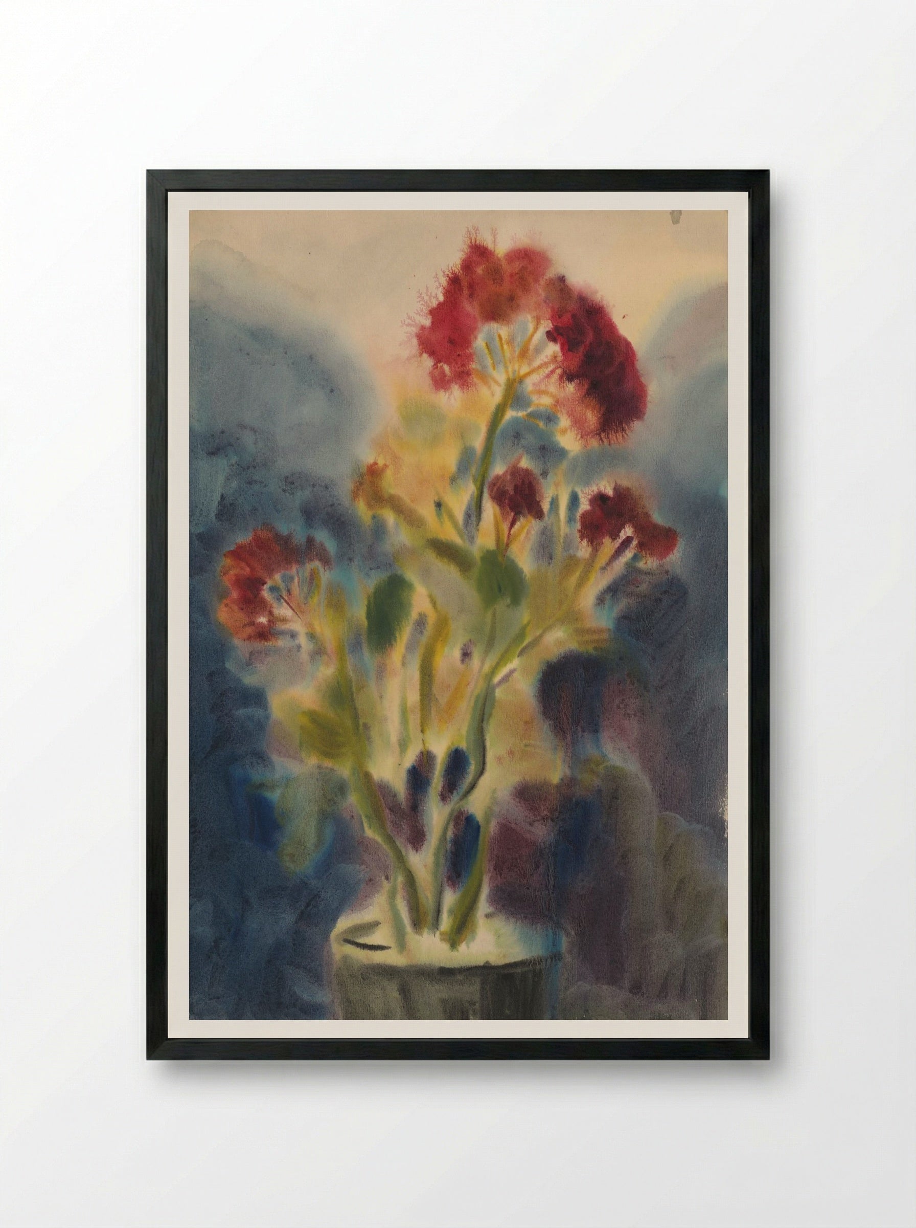 Red Flowers in Vase - Zolo Palugyay - Framed Print Black