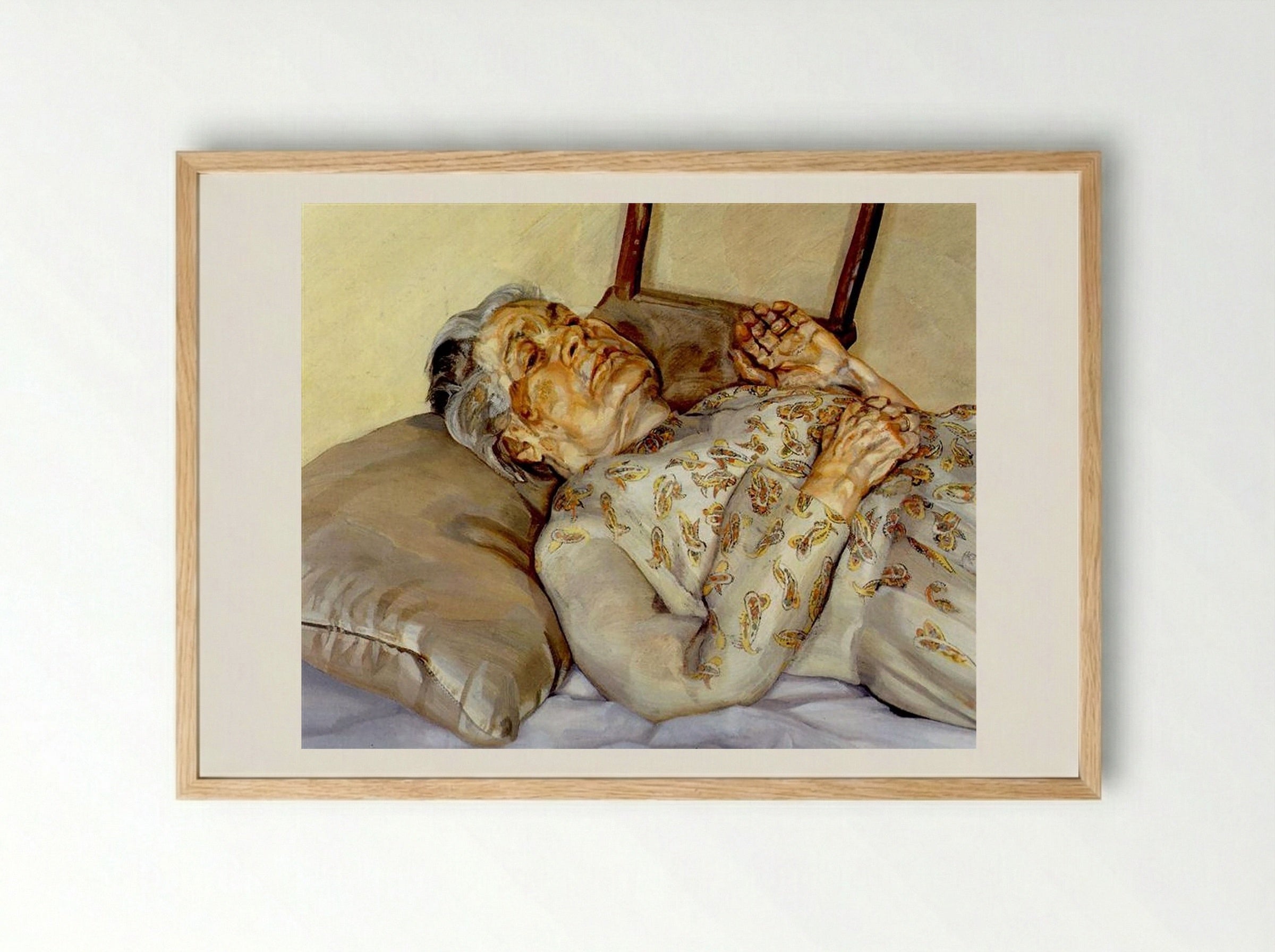 The Painter's Mother Resting III - Lucian Freud - Framed Print Wood