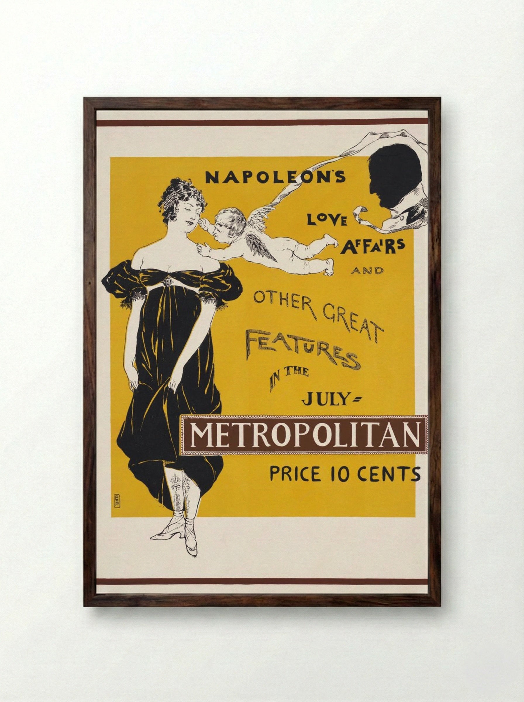 Napoleon's Love Affairs and Other Great Features in the July Metropolitan - Edward Penfield - Framed Print Dark Wood