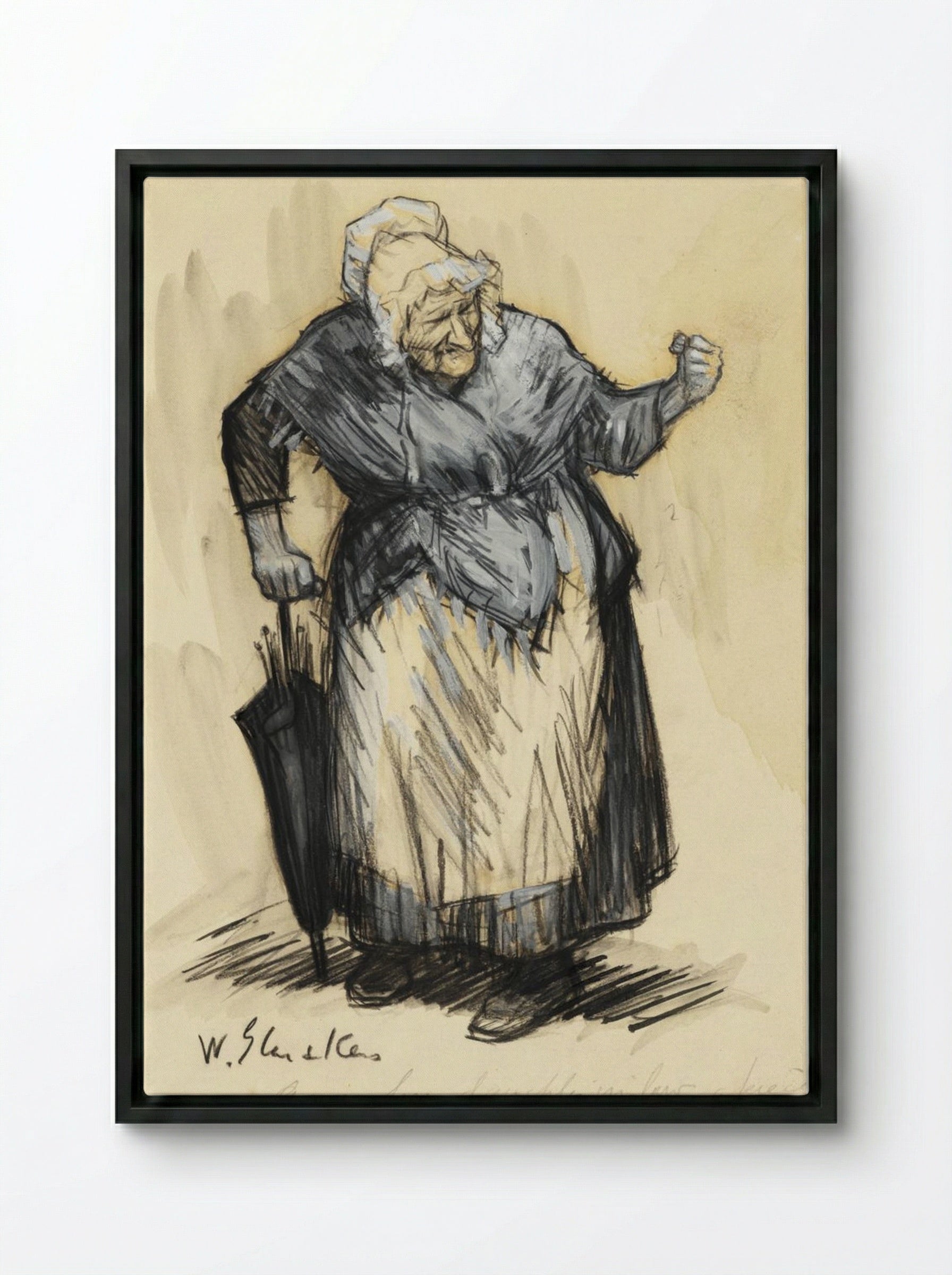 She Gave Her Daughter-in-Law a Piece of Her Mind - William James Glackens - Framed Canvas Black