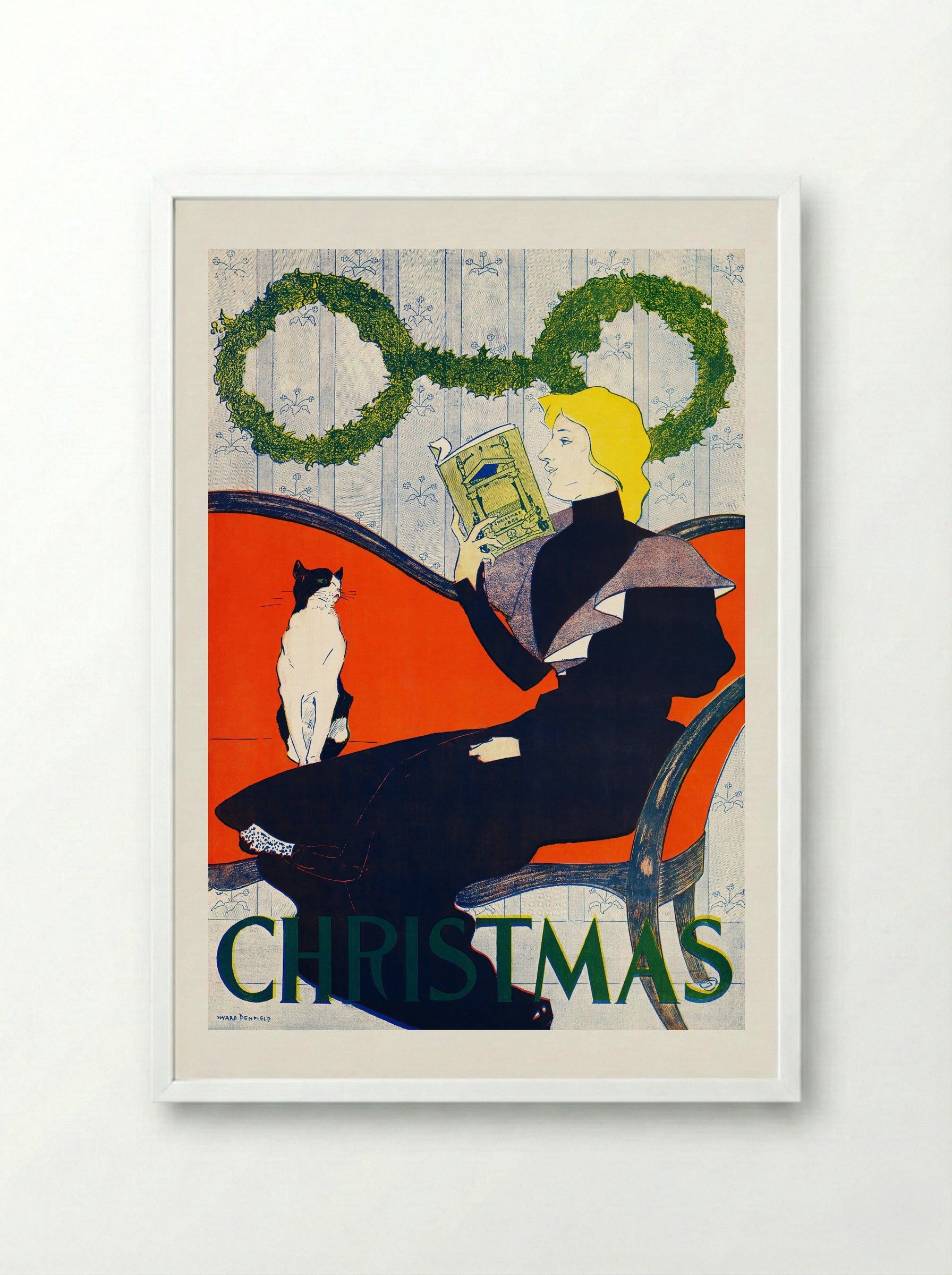 Vintage Christmas - Edward Penfield - Framed Print White
