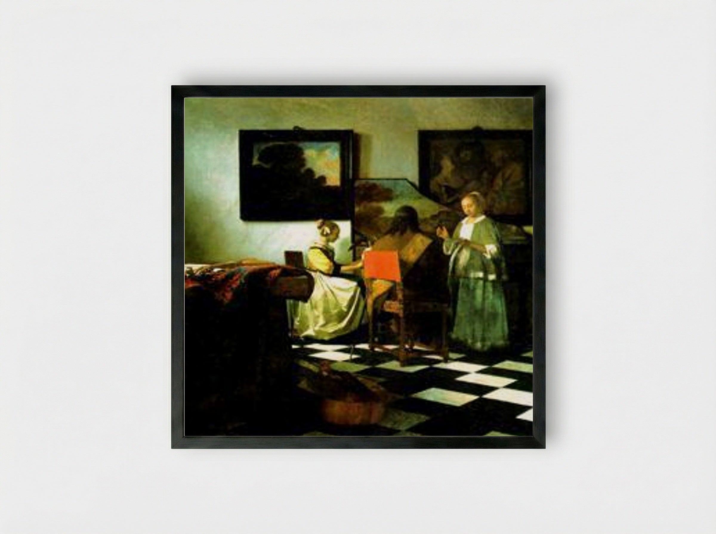 The Concert - Johannes Vermeer - Framed Print Black