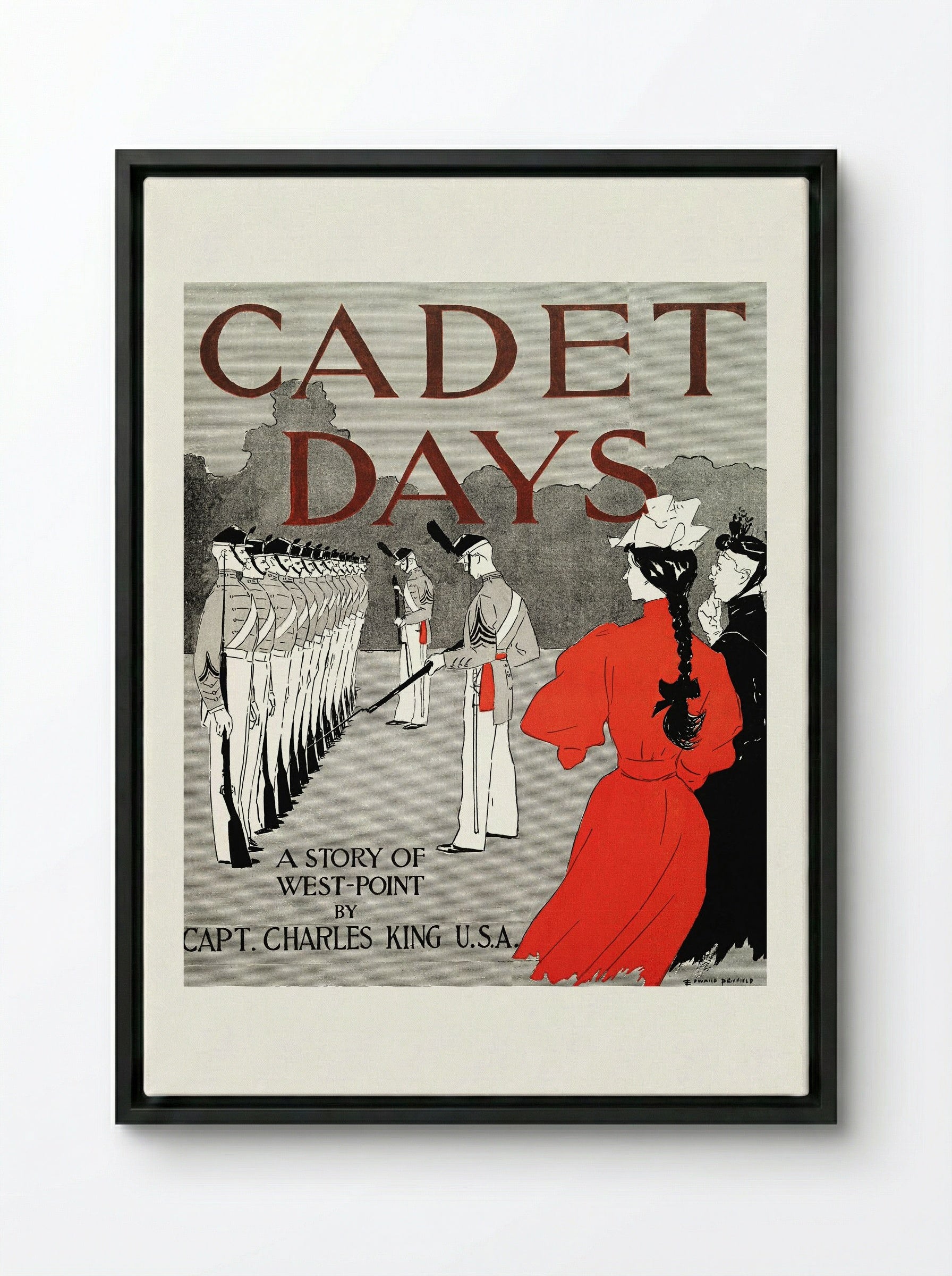 Cadet Days - Edward Penfield - Framed Canvas Black