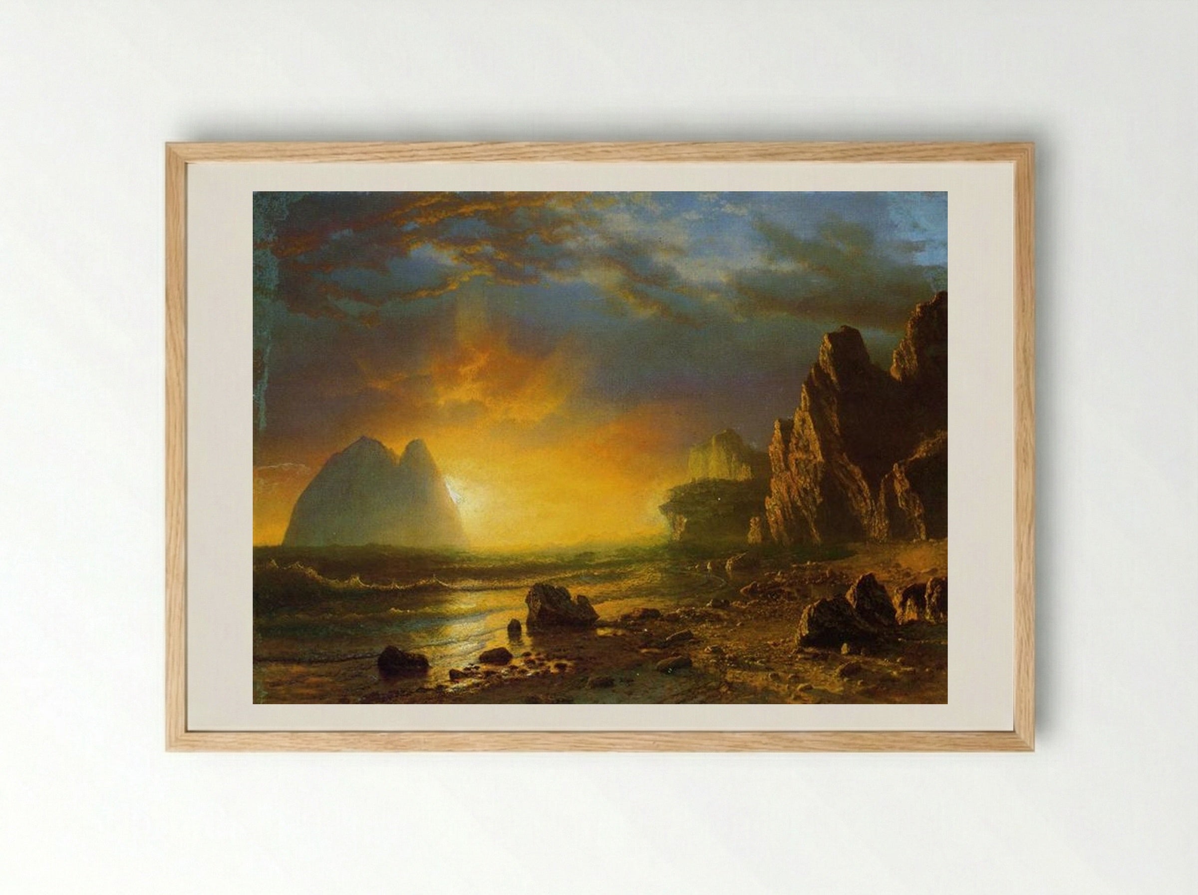 Sunset on the Coast - Albert Bierstadt - Framed Print Wood