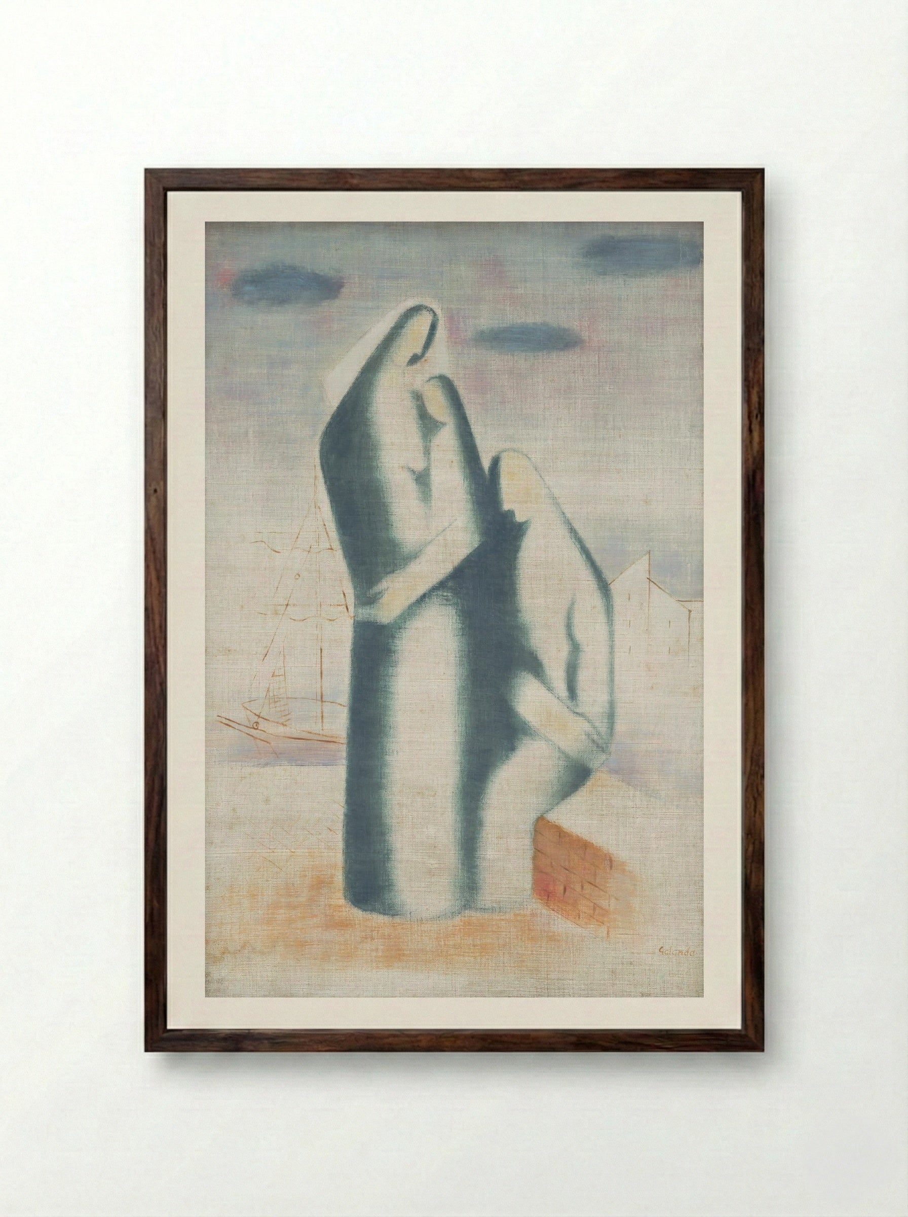 Poor Family - Mikuláš Galanda - Framed Print Dark Wood