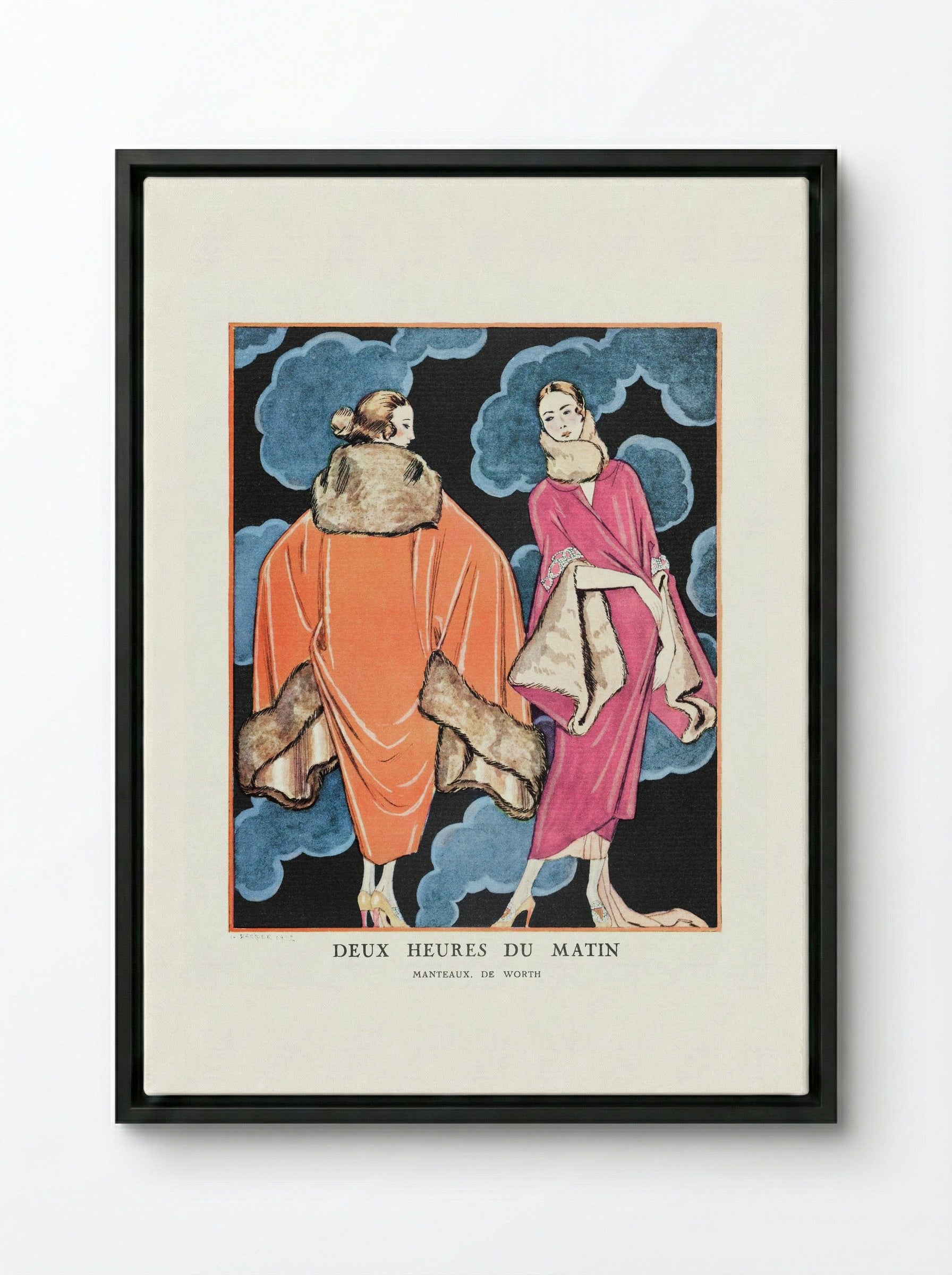 Deux Heures du Matin, Manteaux de Worth - George Barbier - Framed Canvas Black