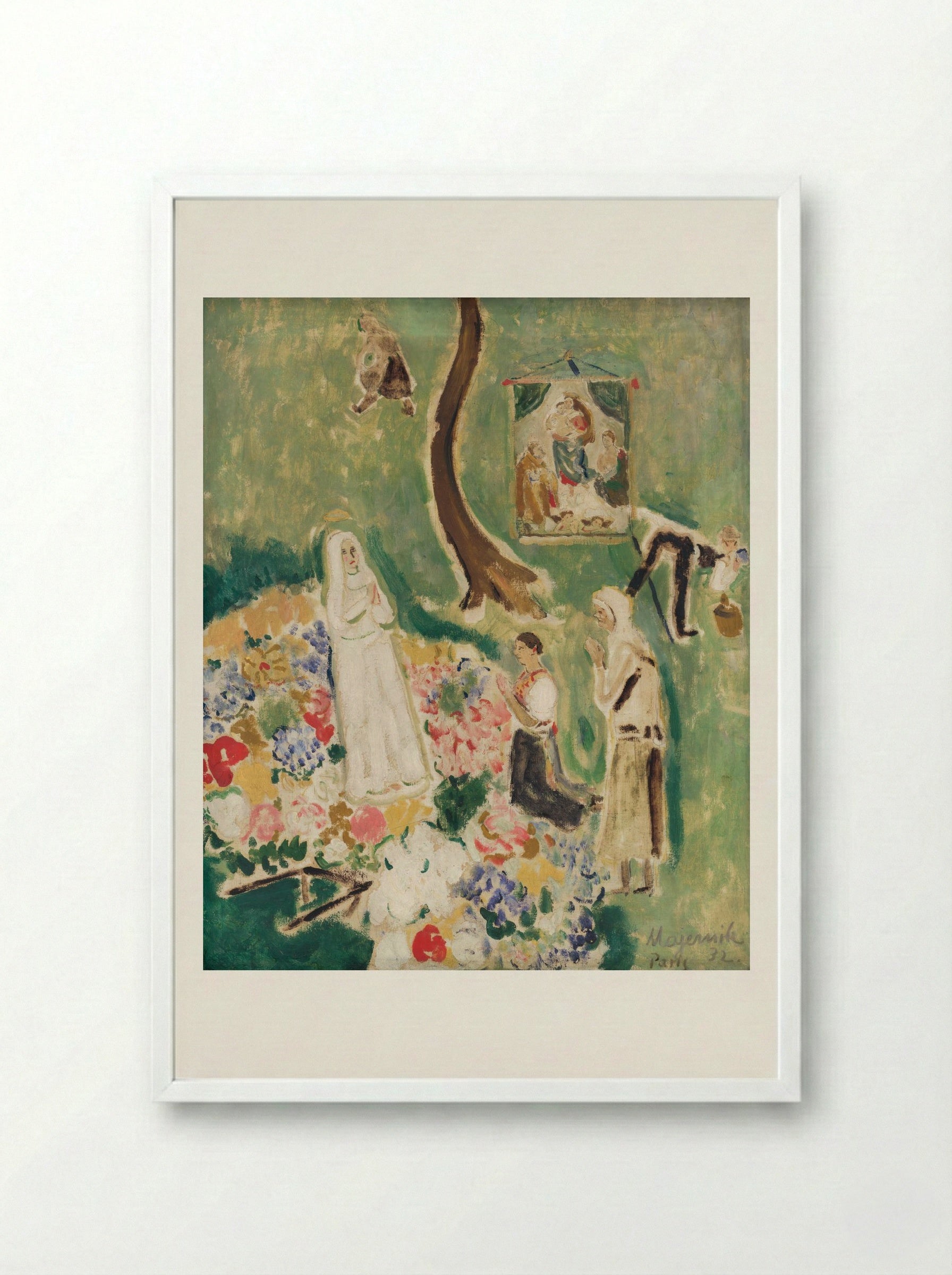 Two Madonnas - Cyprián Majerník - Framed Print White