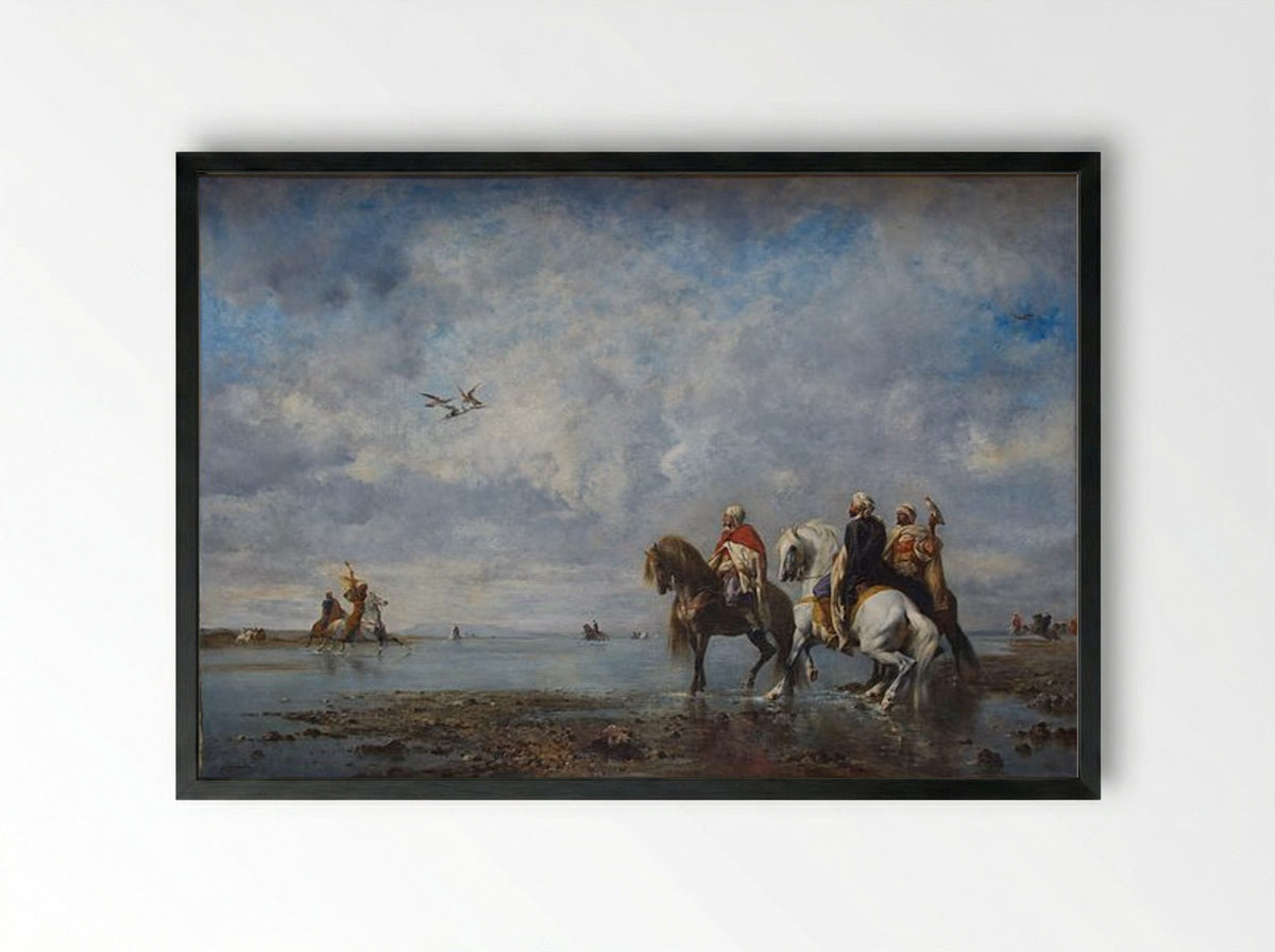 The Heron Hunt - Eugène Fromentin - Framed Print Black