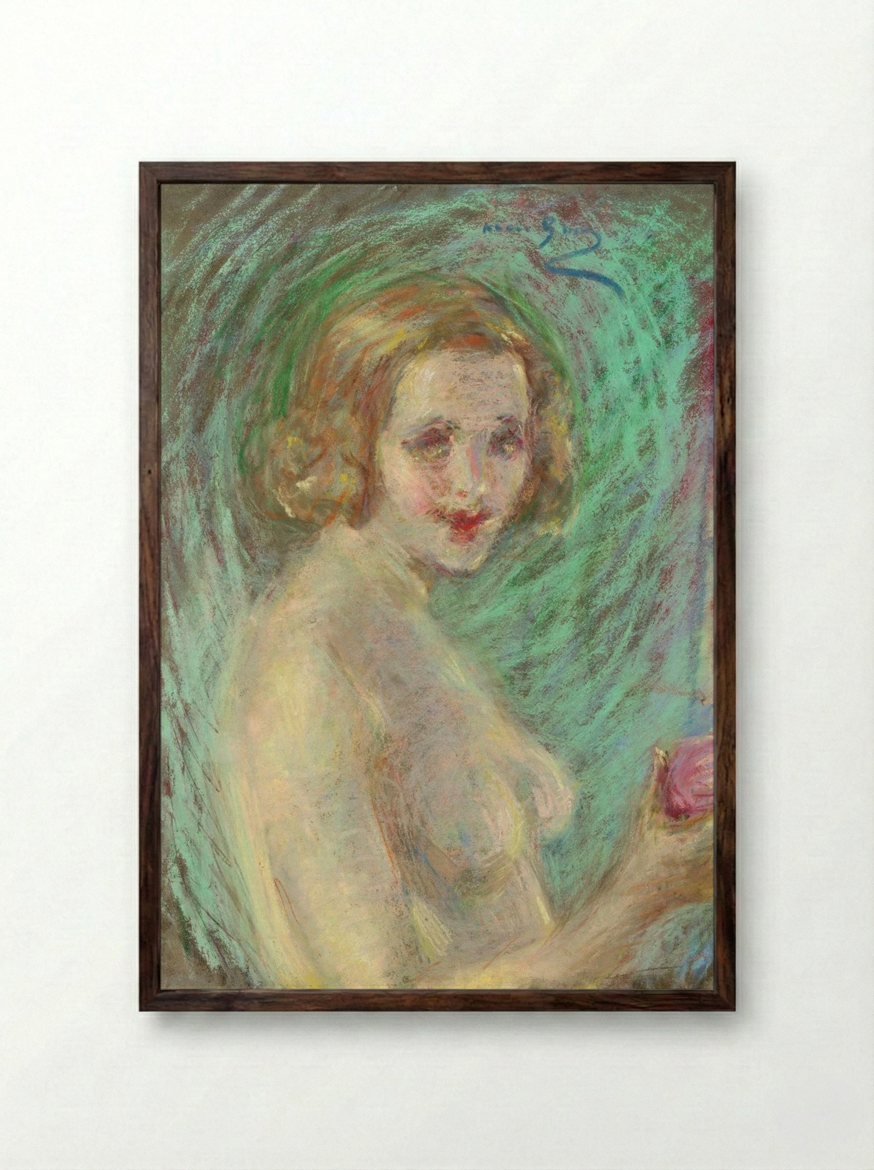 Nude with Fruit - Alice Pike Barney - Framed Print Dark Wood