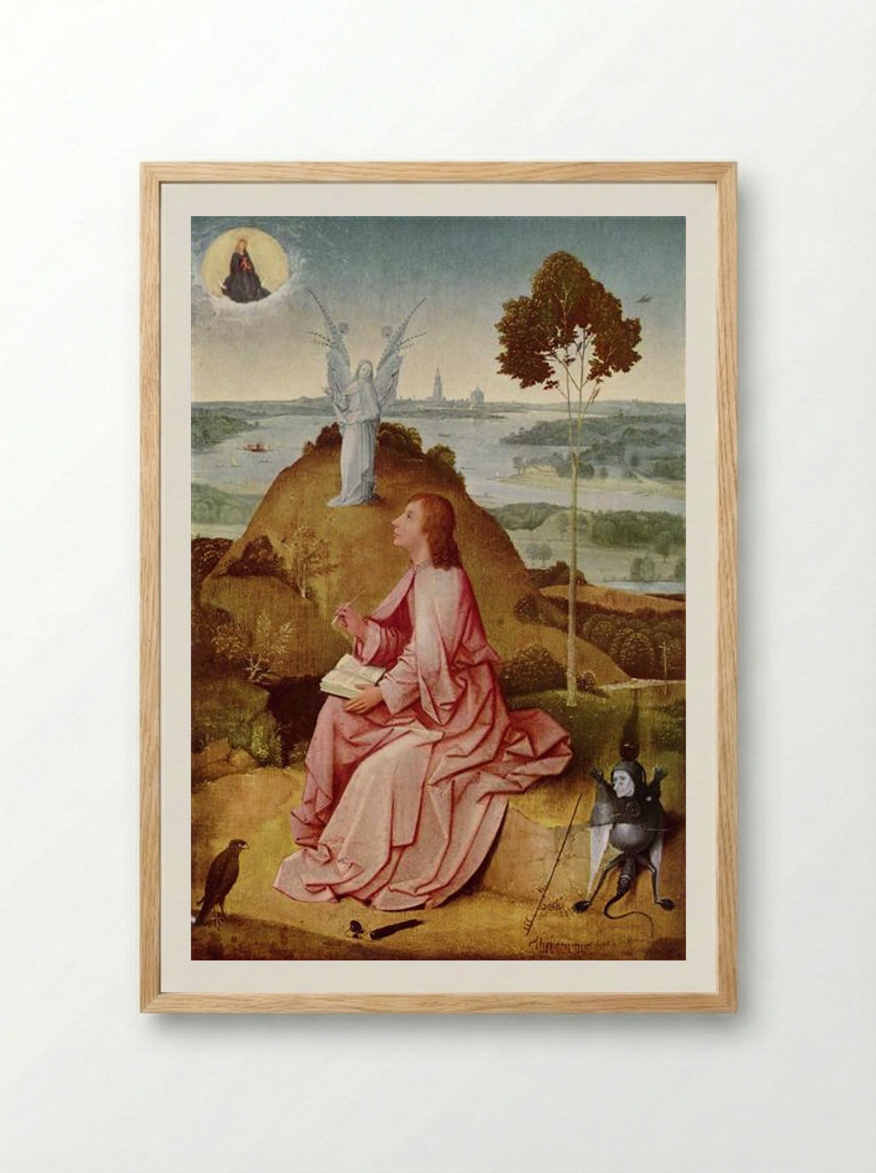 Saint John the Evangelist on Patmos - Hieronymus Bosch - Framed Print Wood