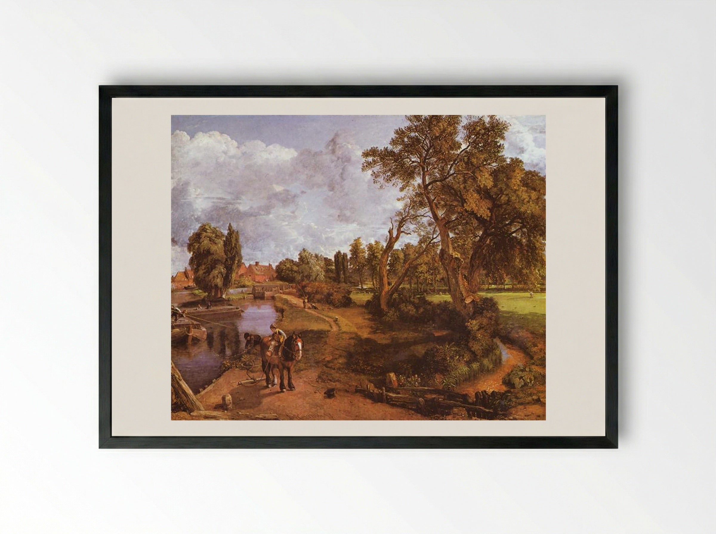 Flatford Mill - John Constable - Framed Print Black