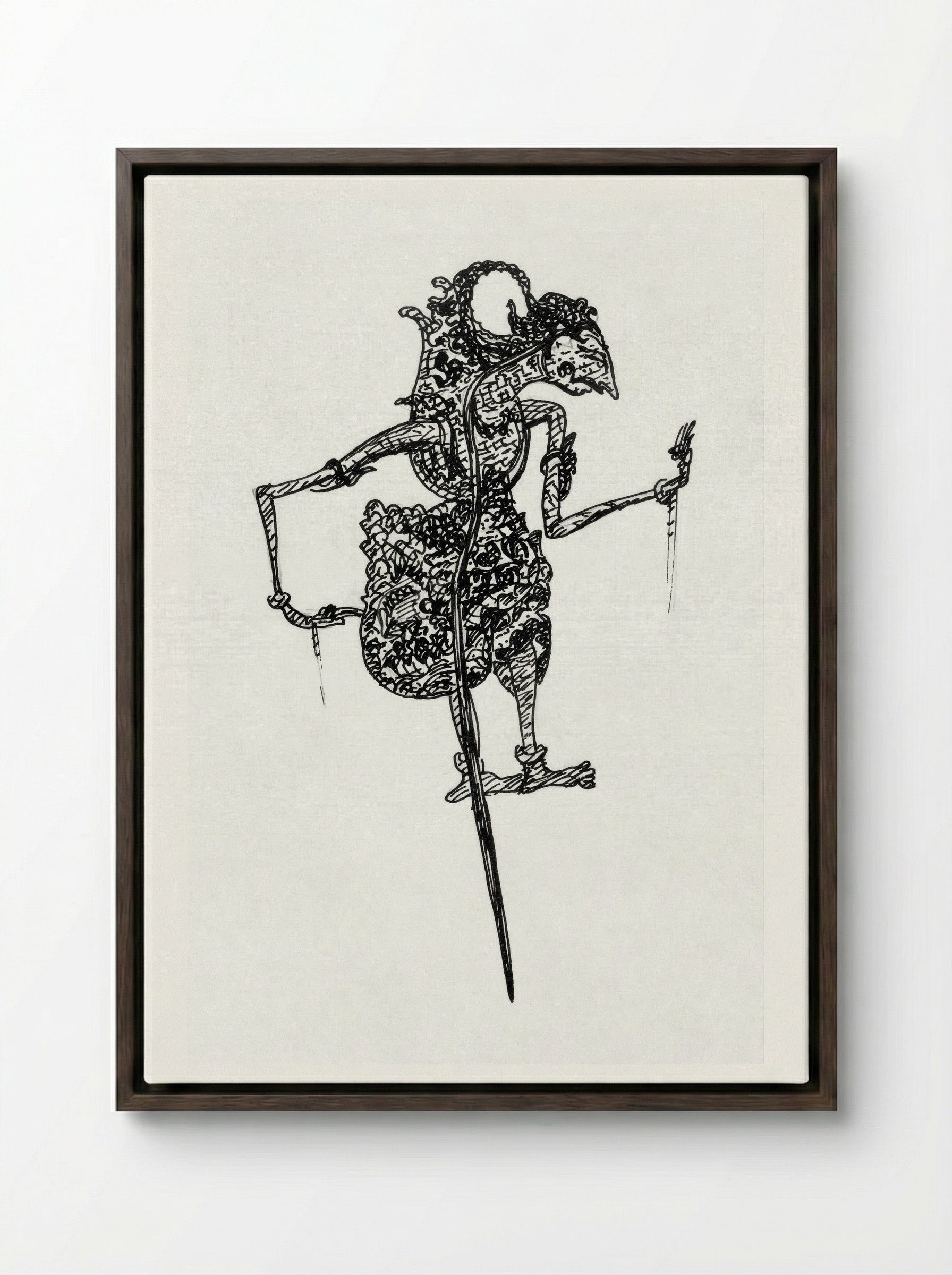 Wajangpop (Wayang Puppet) - Leo Gestel - Framed Canvas Dark Wood