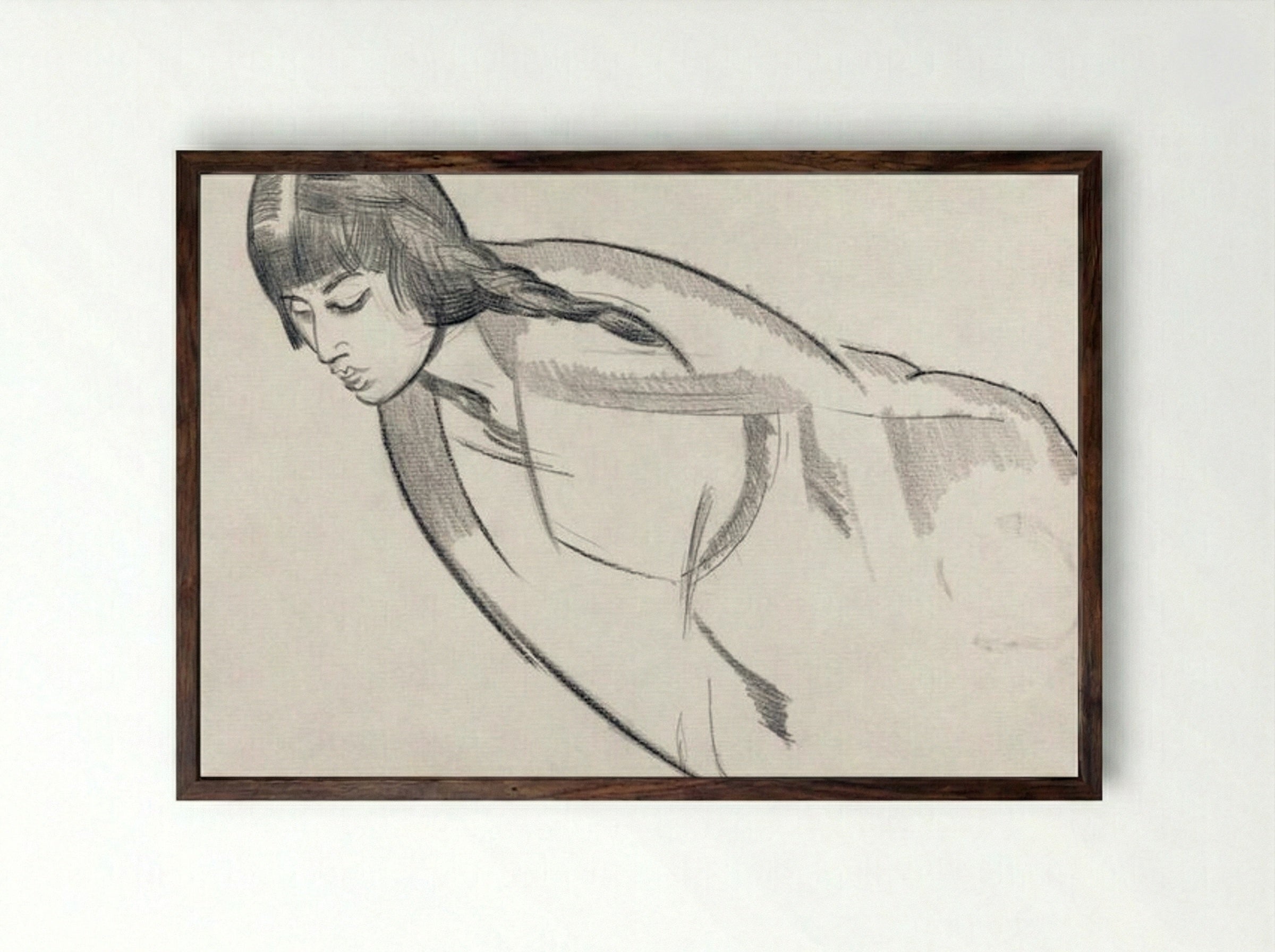 Study of Mrs. Nash - Paul Nash - Framed Print Dark Wood