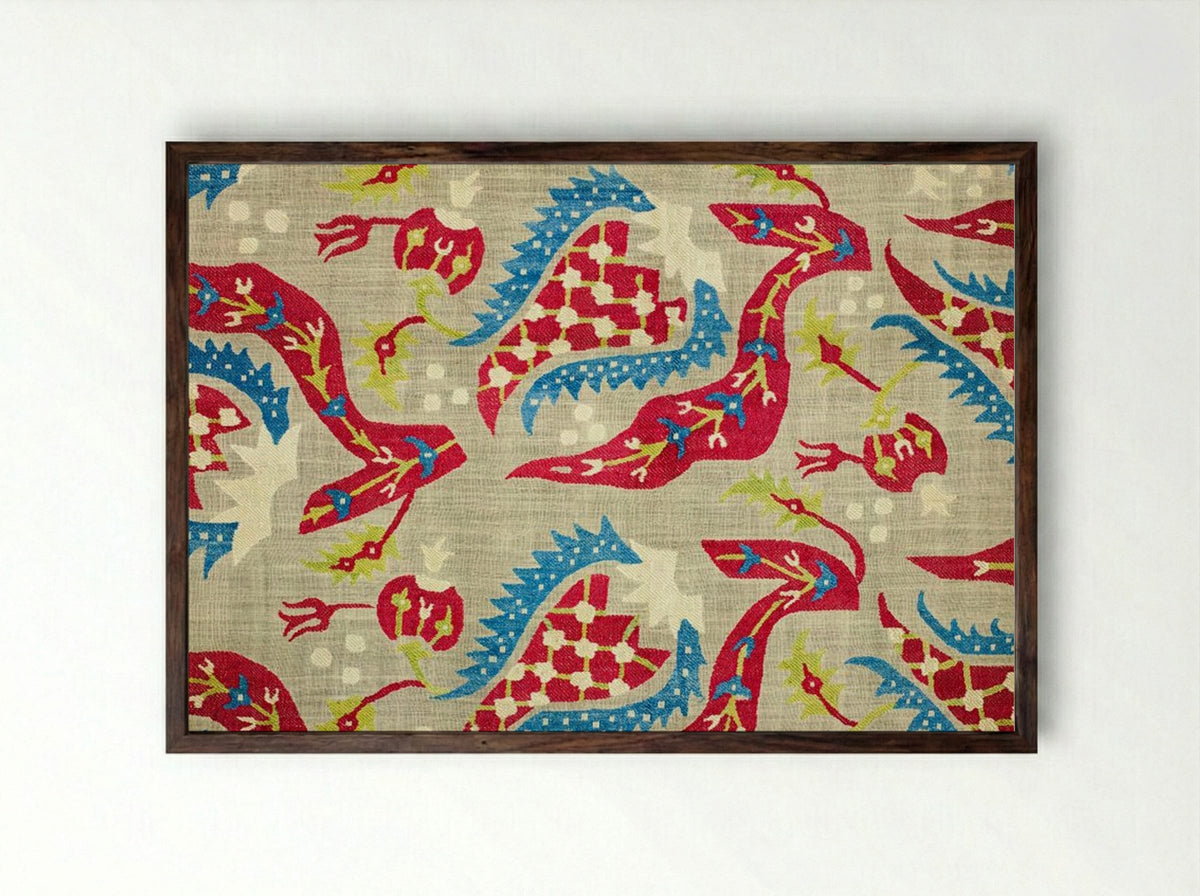 Turkish Bed Cover (Embroidered Textile Design) - William Morris - Framed Print Dark Wood