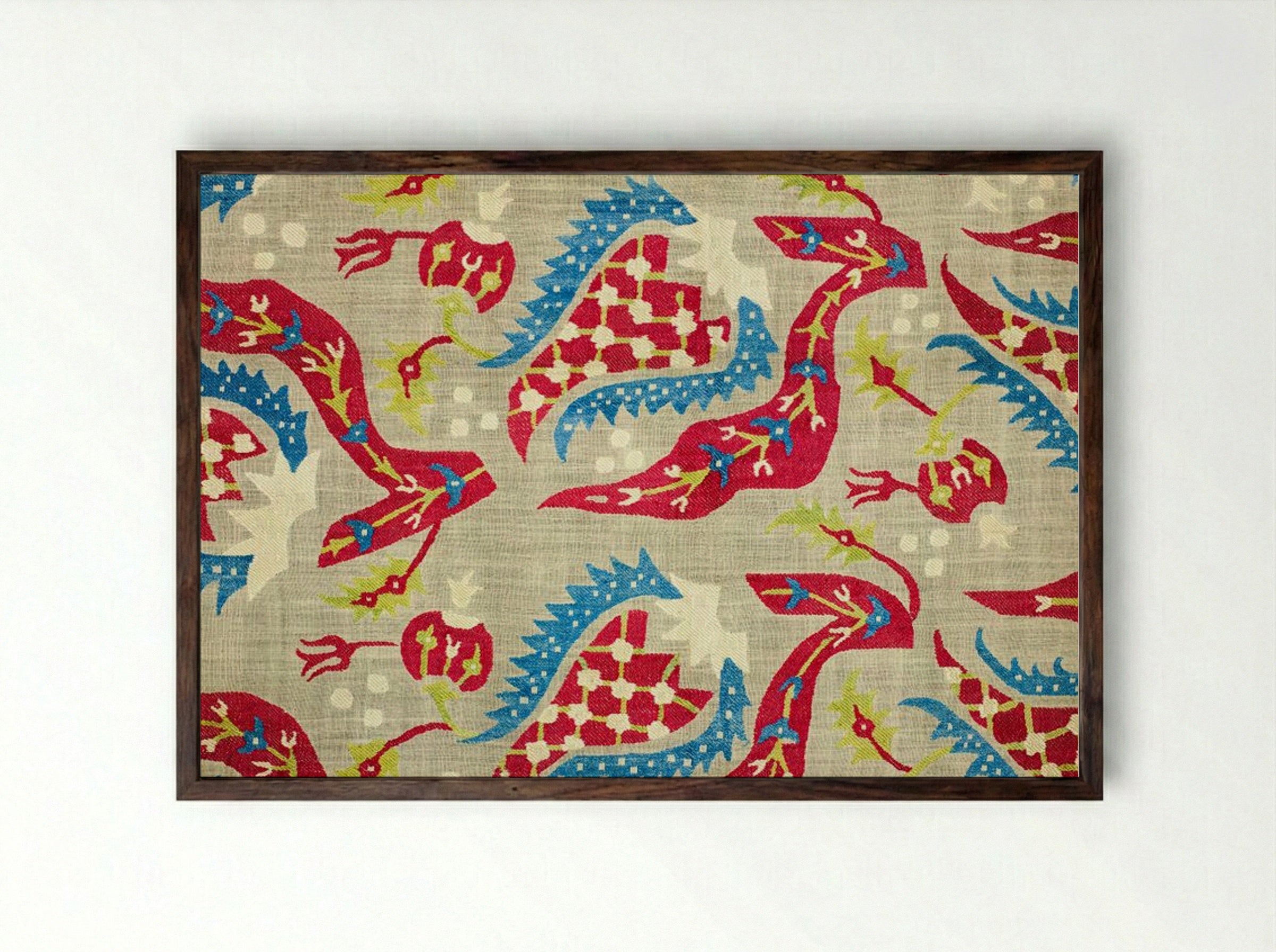 Turkish Bed Cover (Embroidered Textile Design) - William Morris - Framed Print Dark Wood