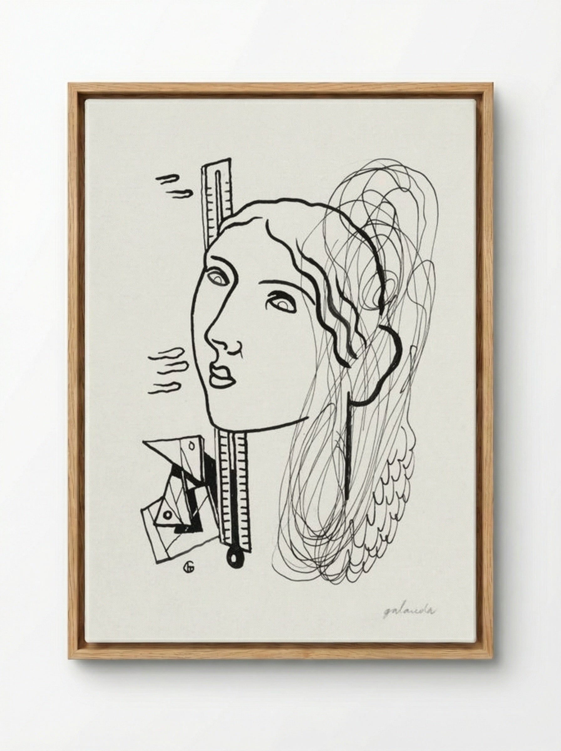 Thermometer (Woman Illustration) - Mikuláš Galanda - Framed Canvas Wood