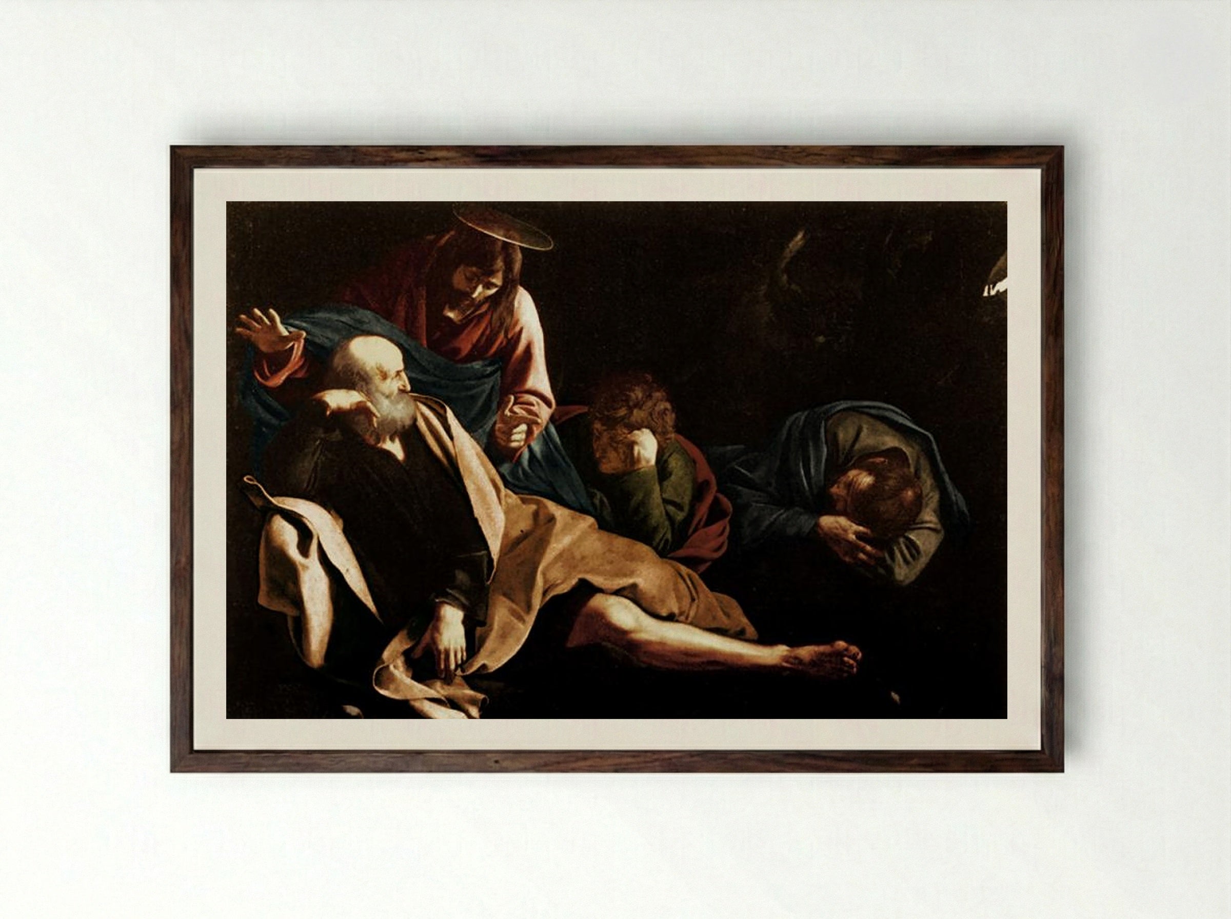 Christ on the Mount of Olives - Michelangelo Merisi da Caravaggio - Framed Print Dark Wood