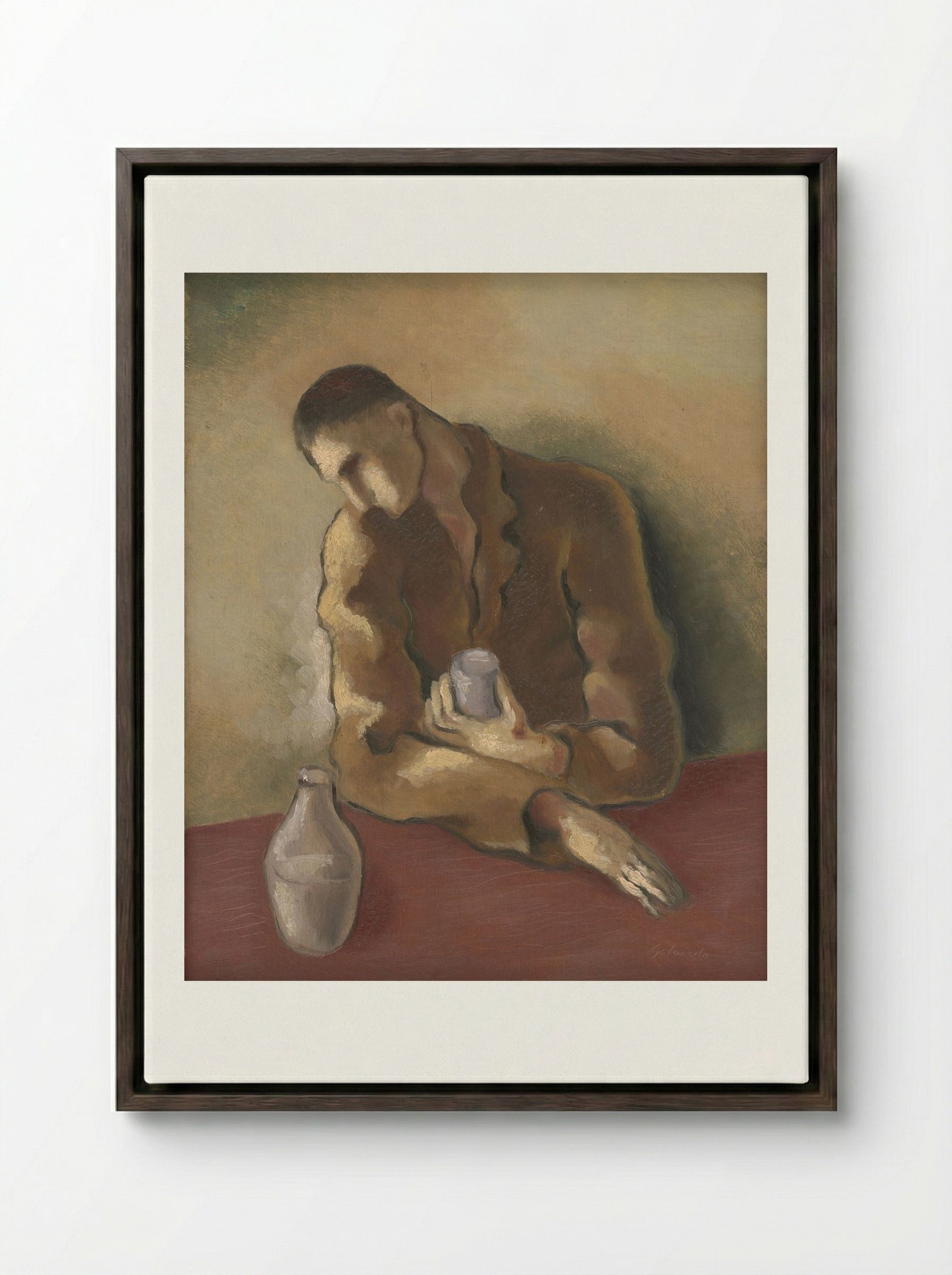 Drunkard - Mikuláš Galanda - Framed Canvas Dark Wood
