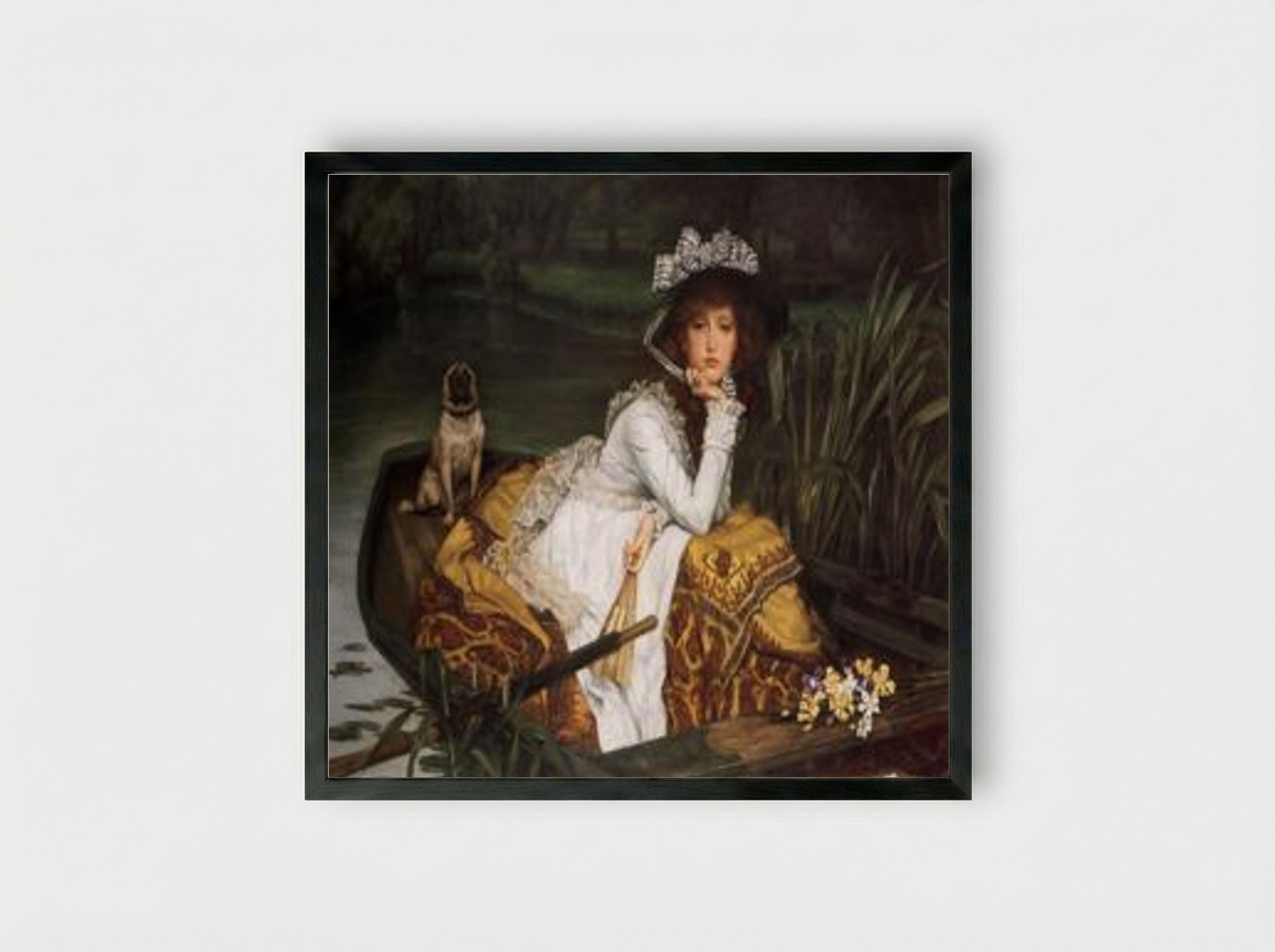 Young Lady In A Boat - James Tissot - Framed Print Black