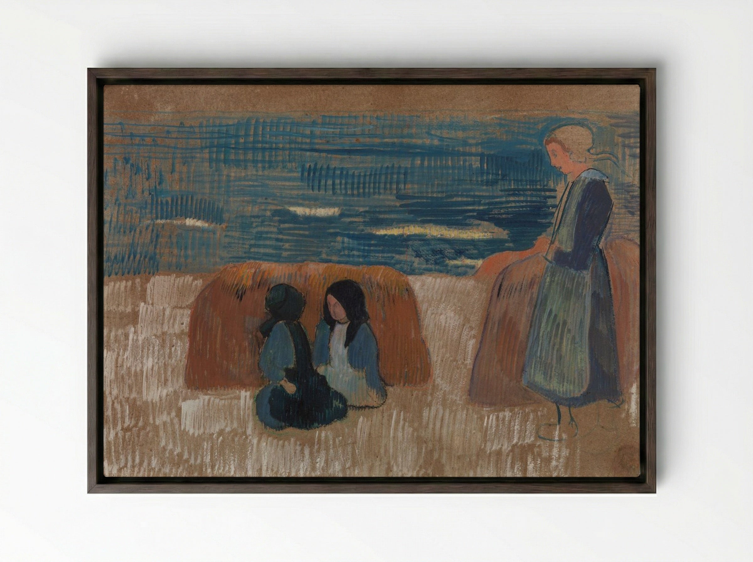 Breton Women by the Sea - Paul Sérusier - Framed Canvas Dark Wood