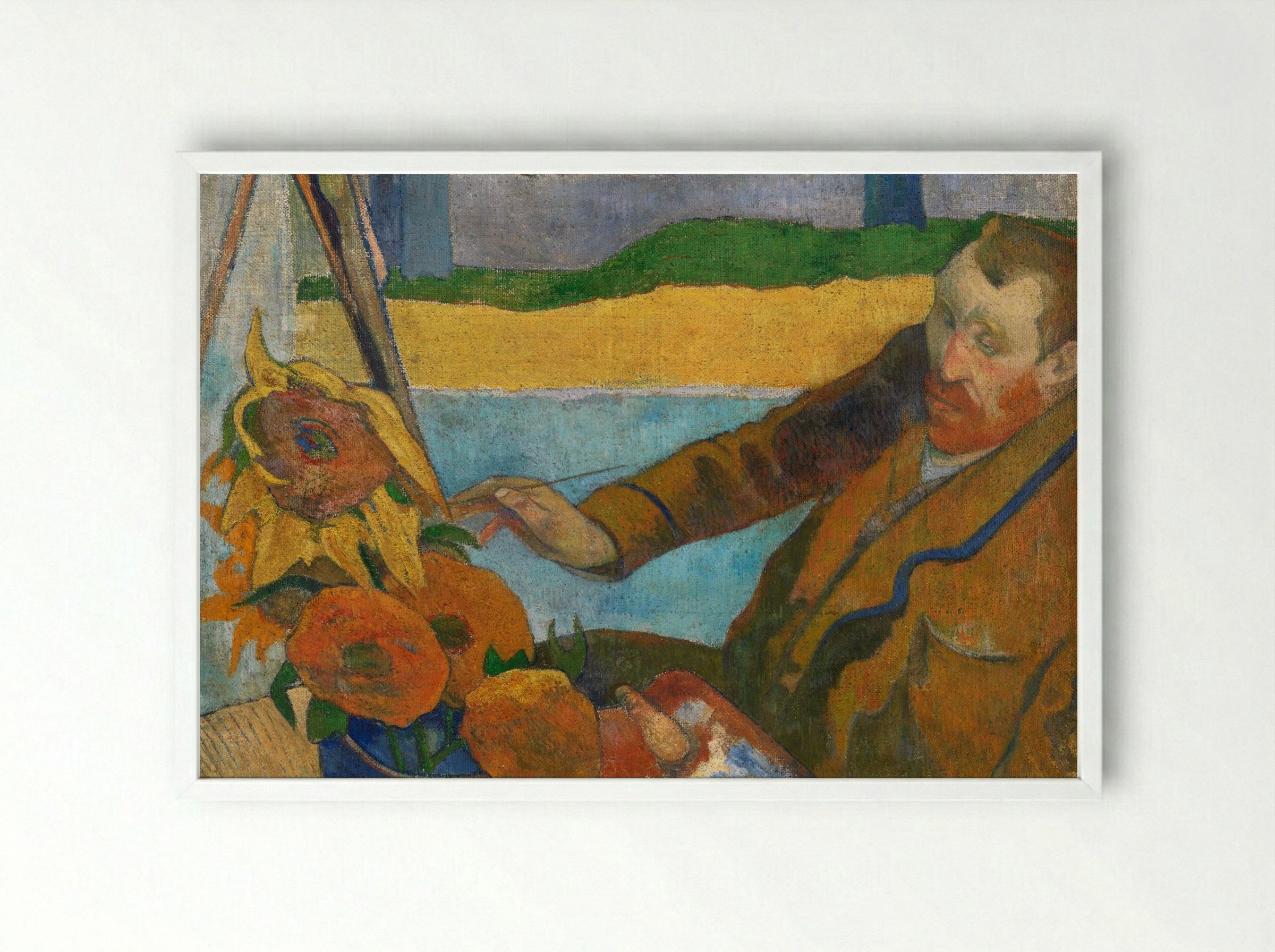 The Painter of Sunflowers: Portrait of Vincent van Gogh - Paul Gauguin - Framed Print White