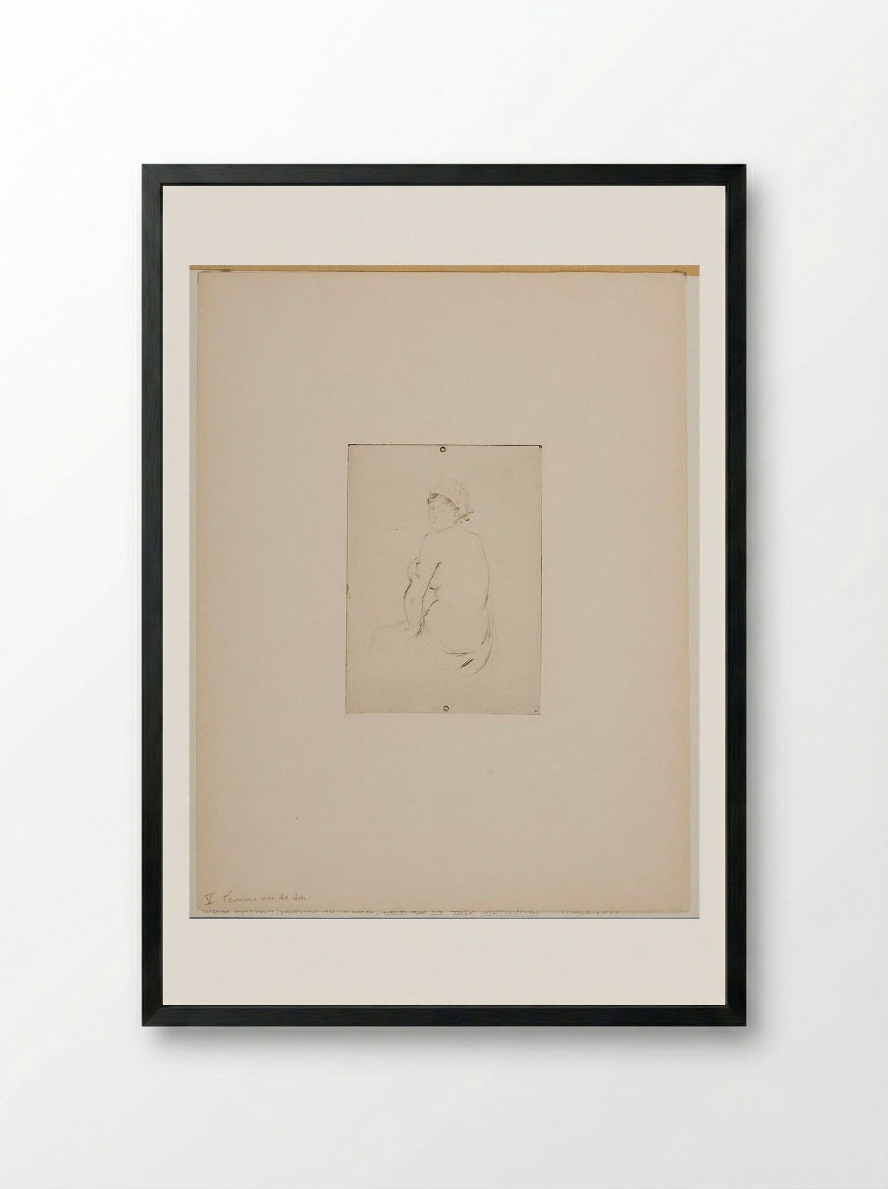 Nude Woman from the Rear - Berthe Morisot - Framed Print Black