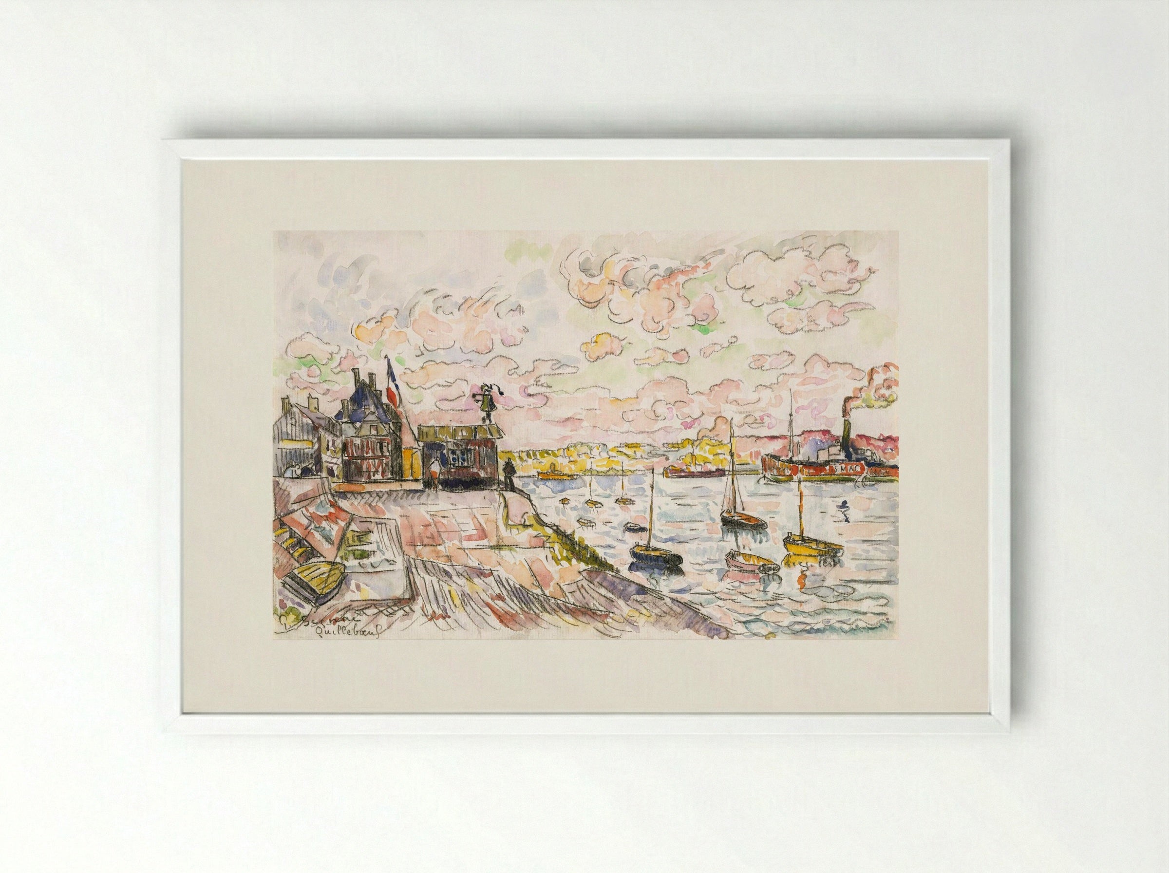 Quilleboeuf - Paul Signac - Framed Print White