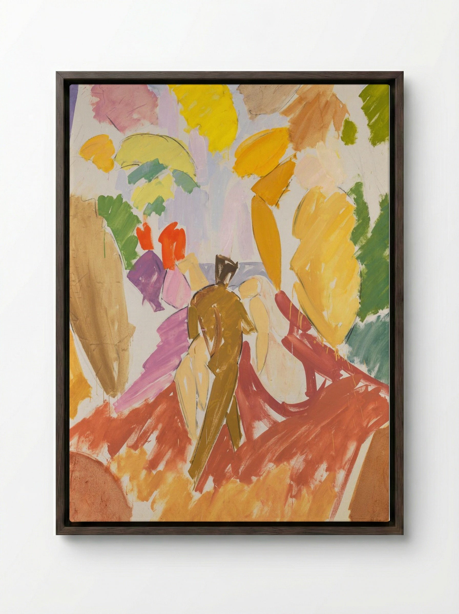 Faun and Nymph - Edvard Weie - Framed Canvas Dark Wood