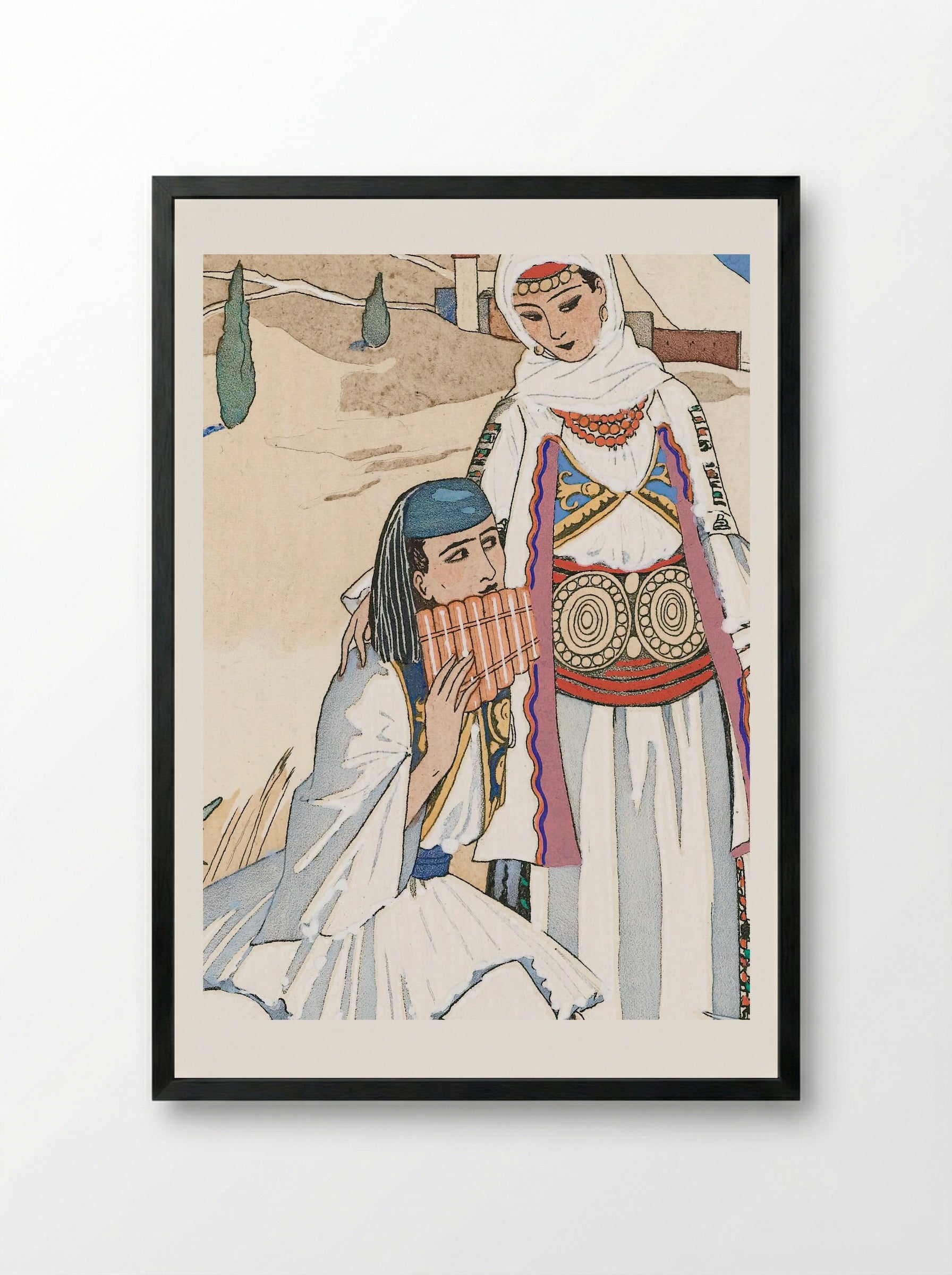 La Flûte de Pan - George Barbier - Framed Print Black
