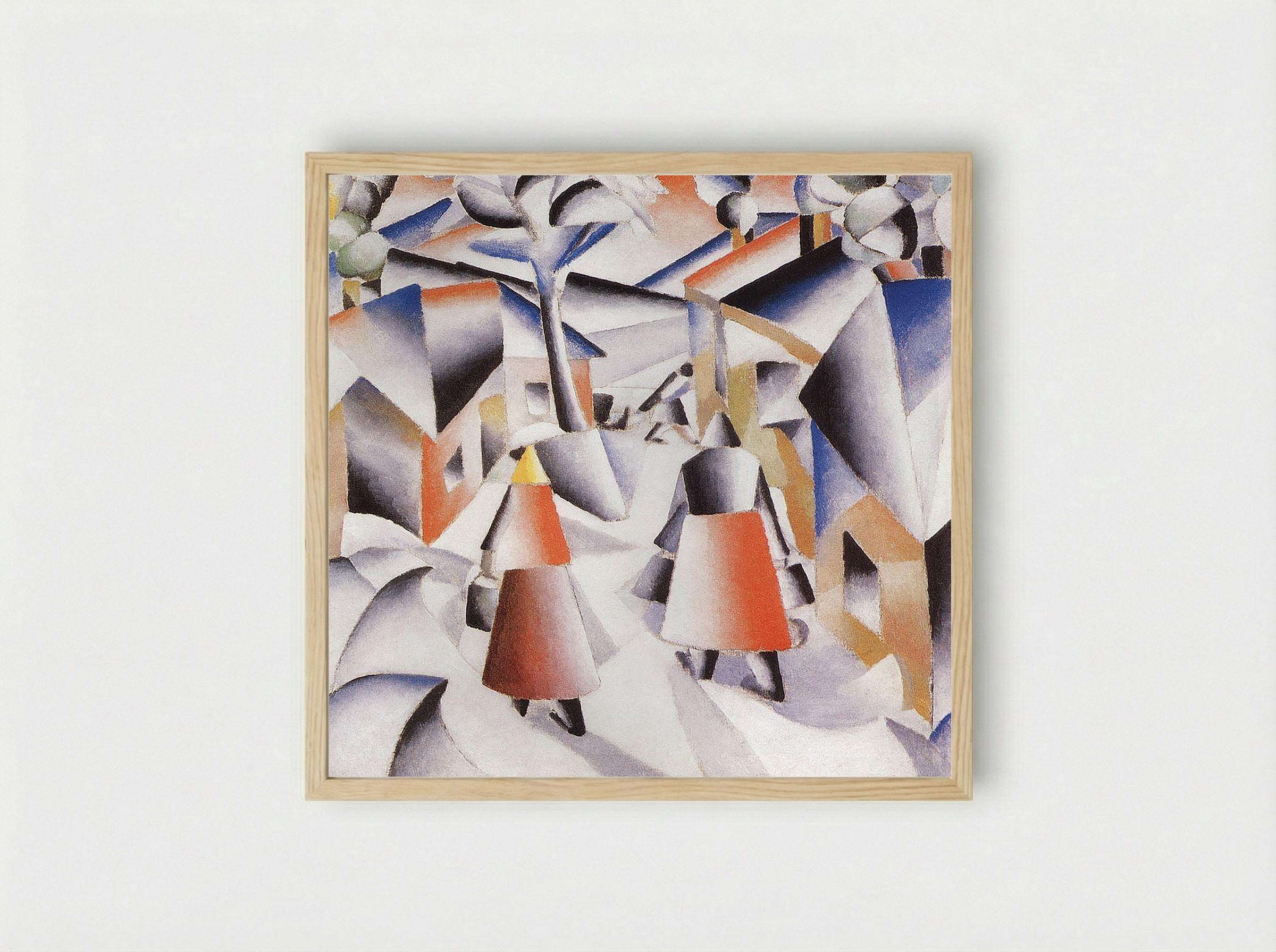 Morning in the Village after Snowstorm - Kazimir Malevich - Framed Print Wood