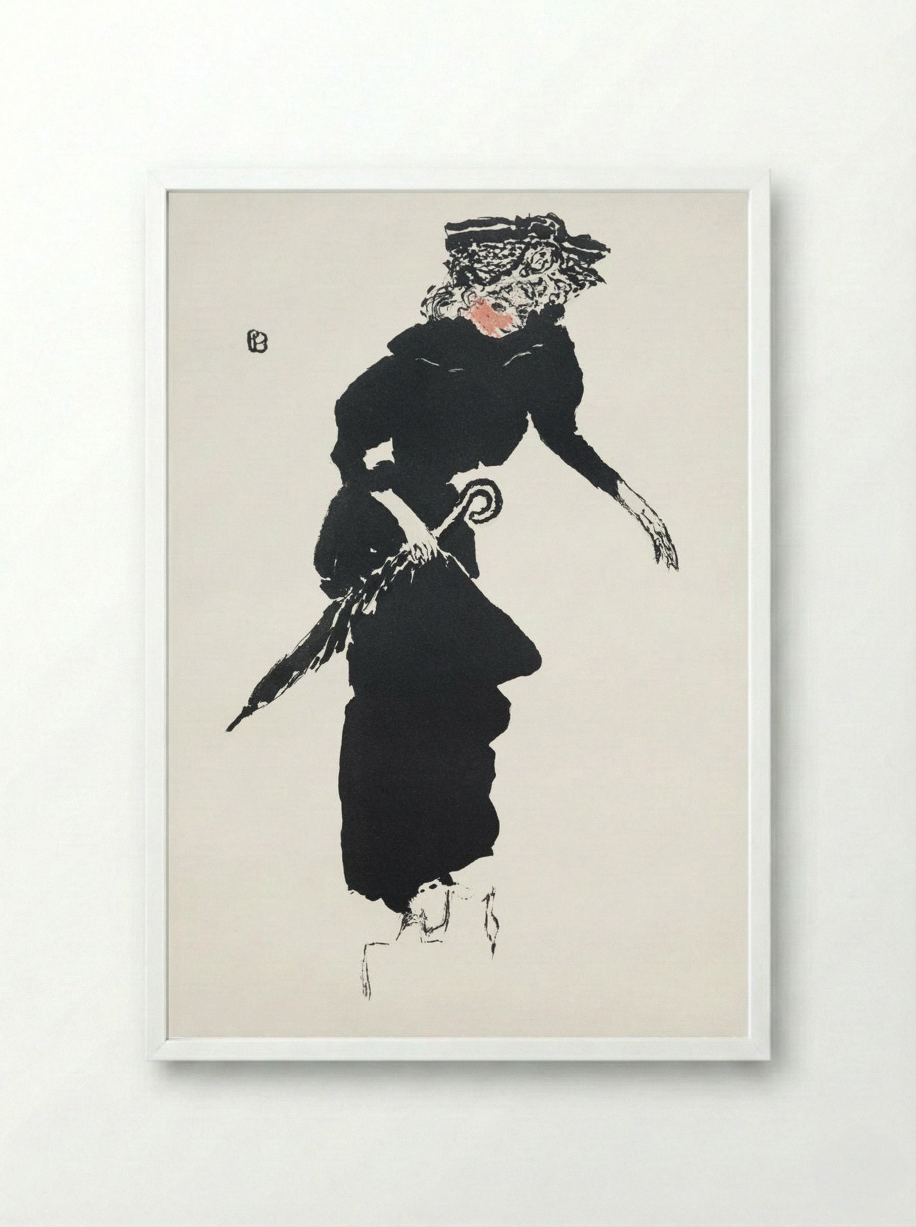 Woman with an Umbrella - Pierre Bonnard - Framed Print White