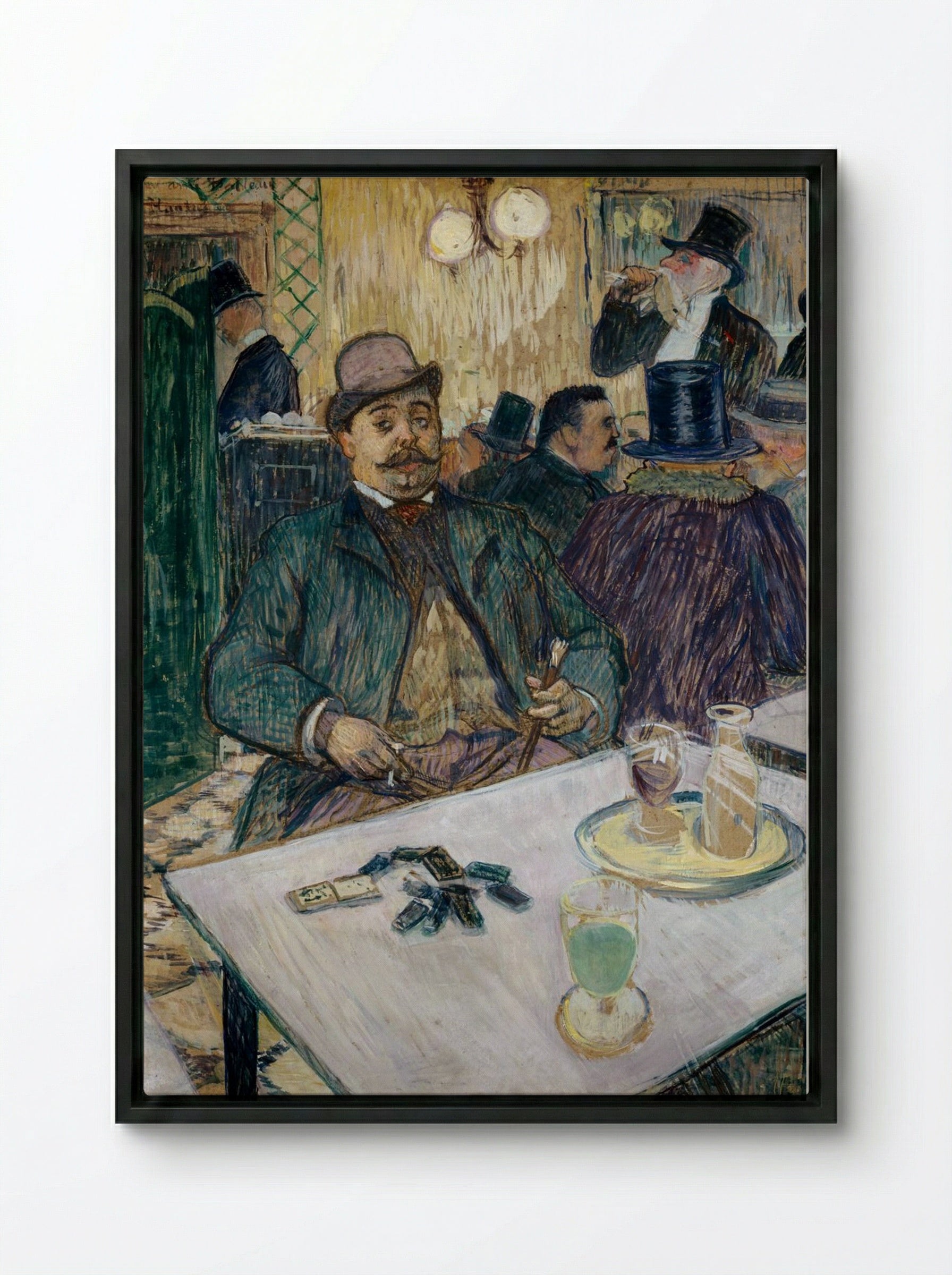 Monsieur Boileau at the Café - Henri de Toulouse-Lautrec - Framed Canvas Black