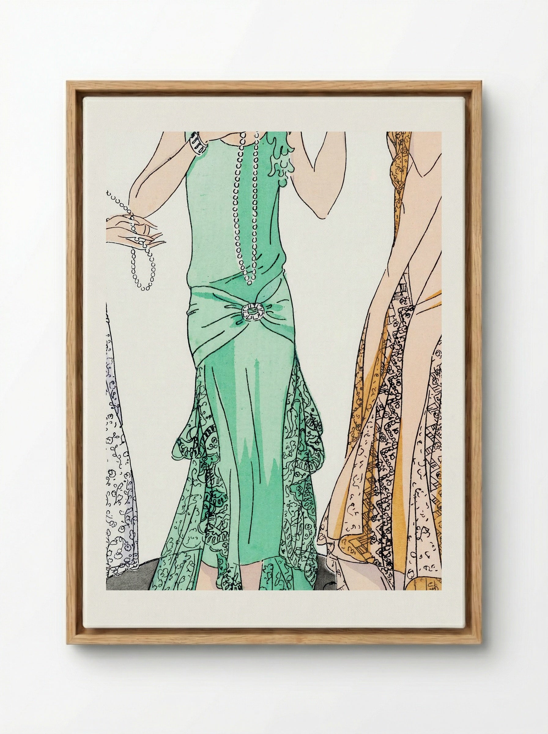 Three Evening Dresses with Lace - V. Racine - Framed Canvas Wood