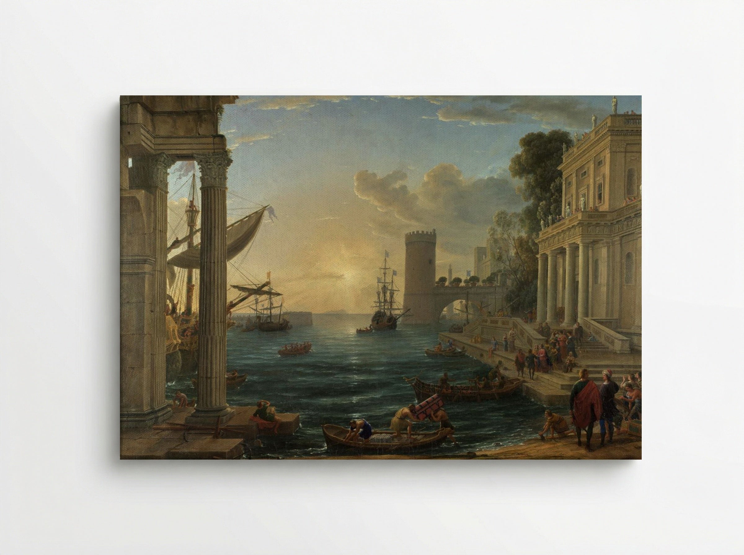 Seaport with the Embarkation of Saint Ursula - Claude Lorrain - Canvas