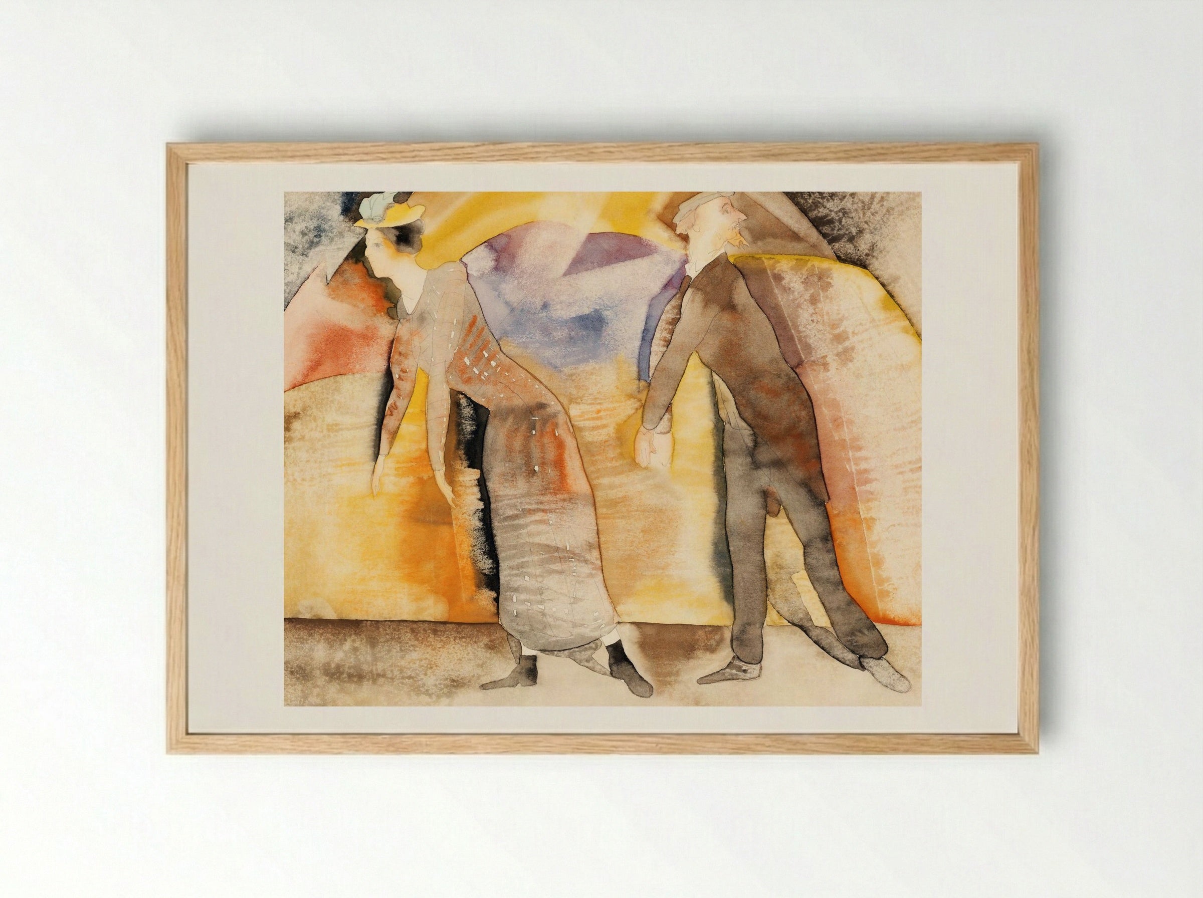 In Vaudeville: Woman and Man on Stage - Charles Demuth - Framed Print Wood