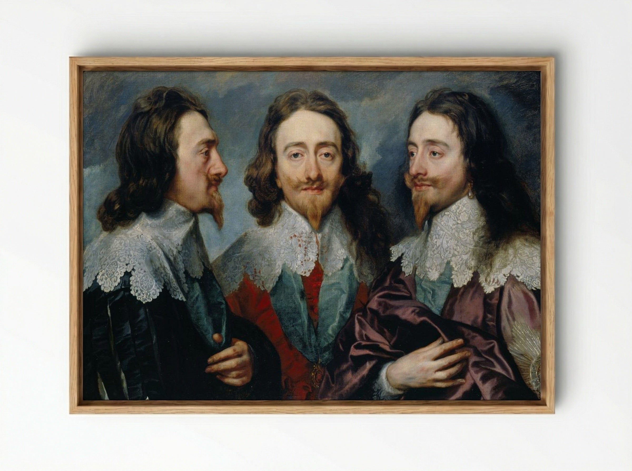 Charles I in Three Positions - Sir Anthony van Dyck - Framed Canvas Wood