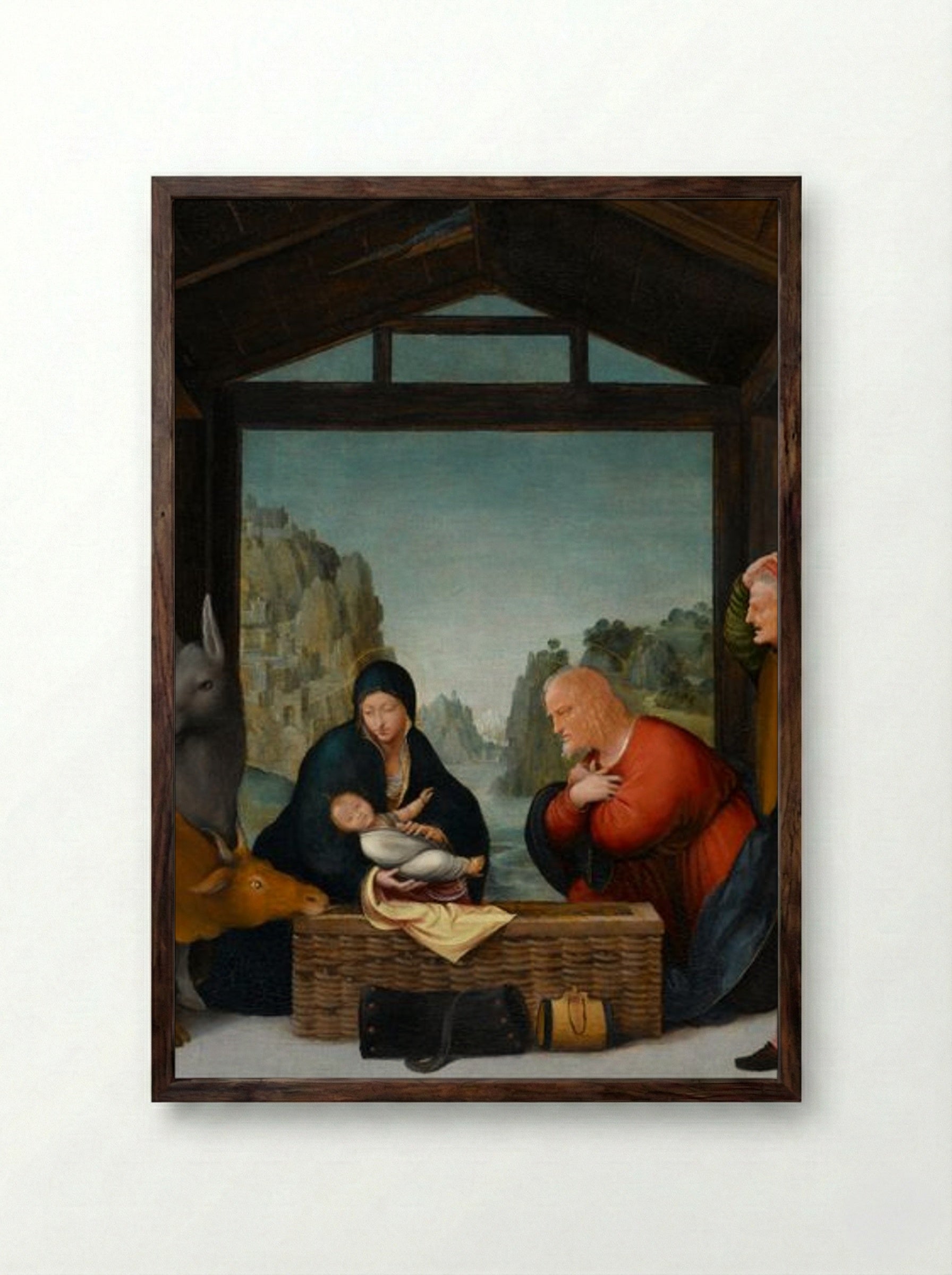 The Adoration of the Shepherds - Andrea Mantegna - Framed Print Dark Wood