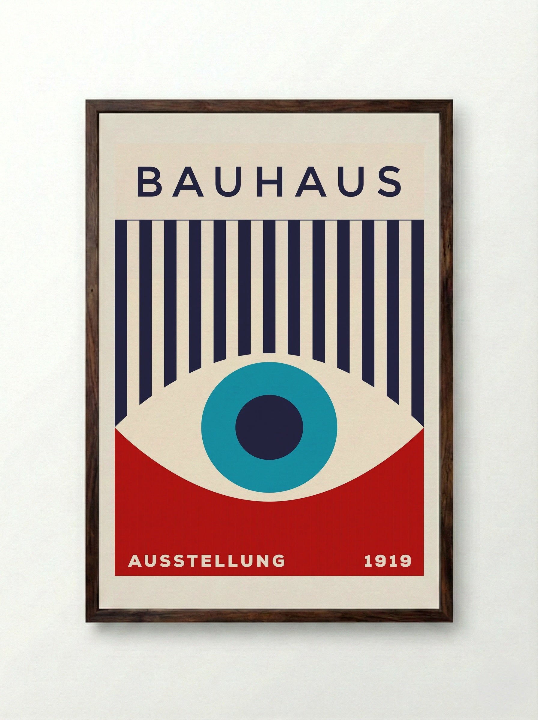 Bauhaus Eye Exhibition Poster - Framed Print Dark Wood