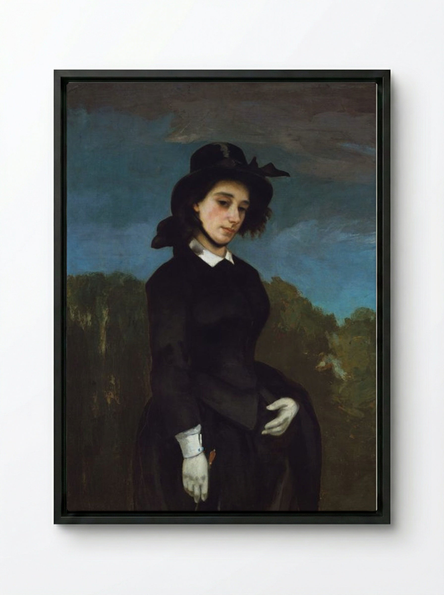 Woman in a Riding Habit ('L'Amazone') - Gustave Courbet - Framed Canvas Black